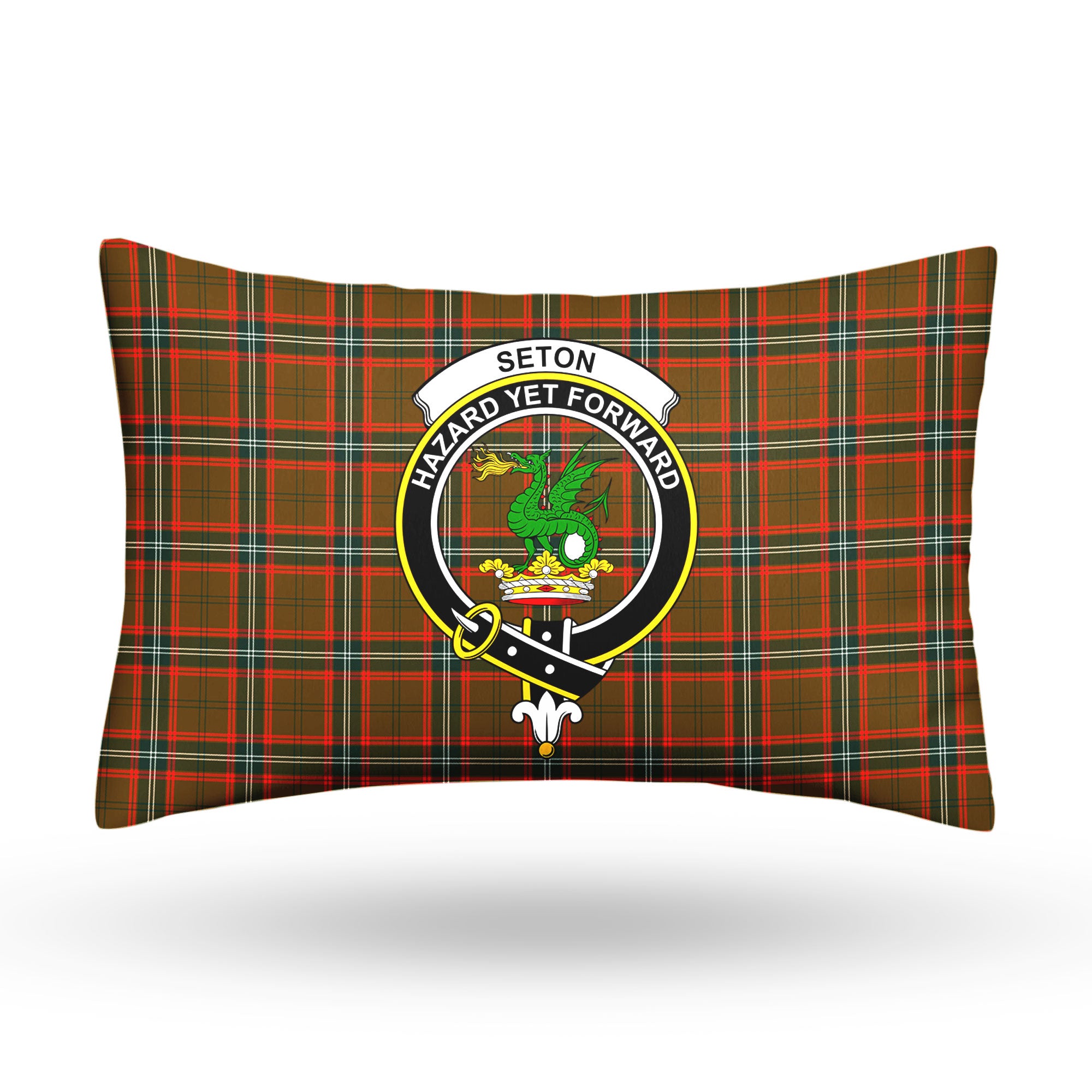 Seton Hunting Modern Tartan Crest Pillow Cover