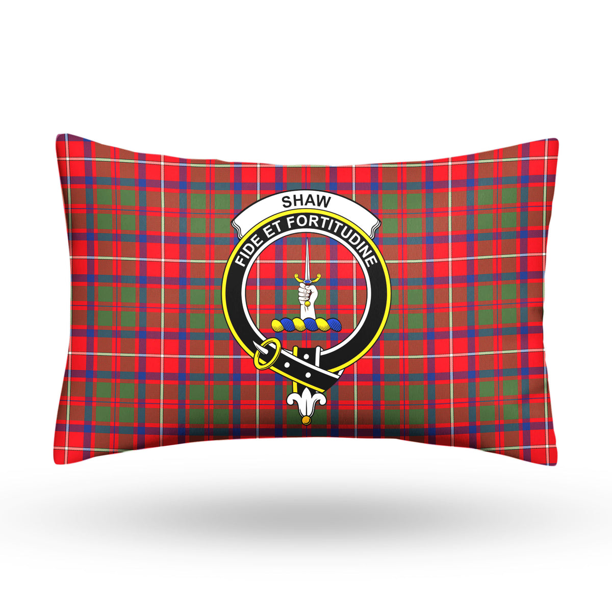 Shaw Red Modern Tartan Crest Pillow Cover