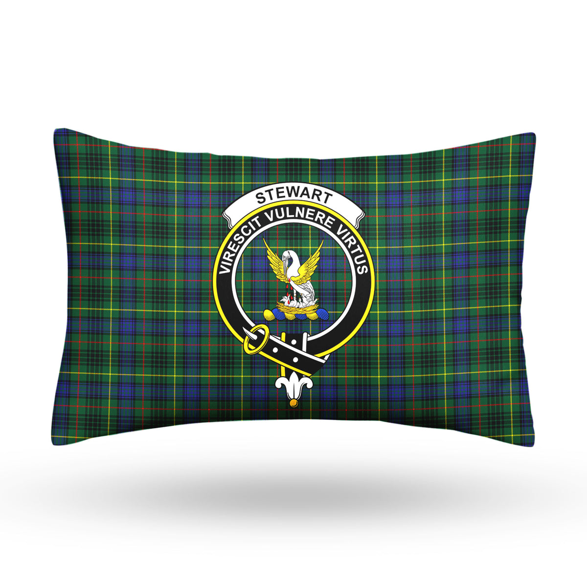 Stewart Hunting Modern Tartan Crest Pillow Cover