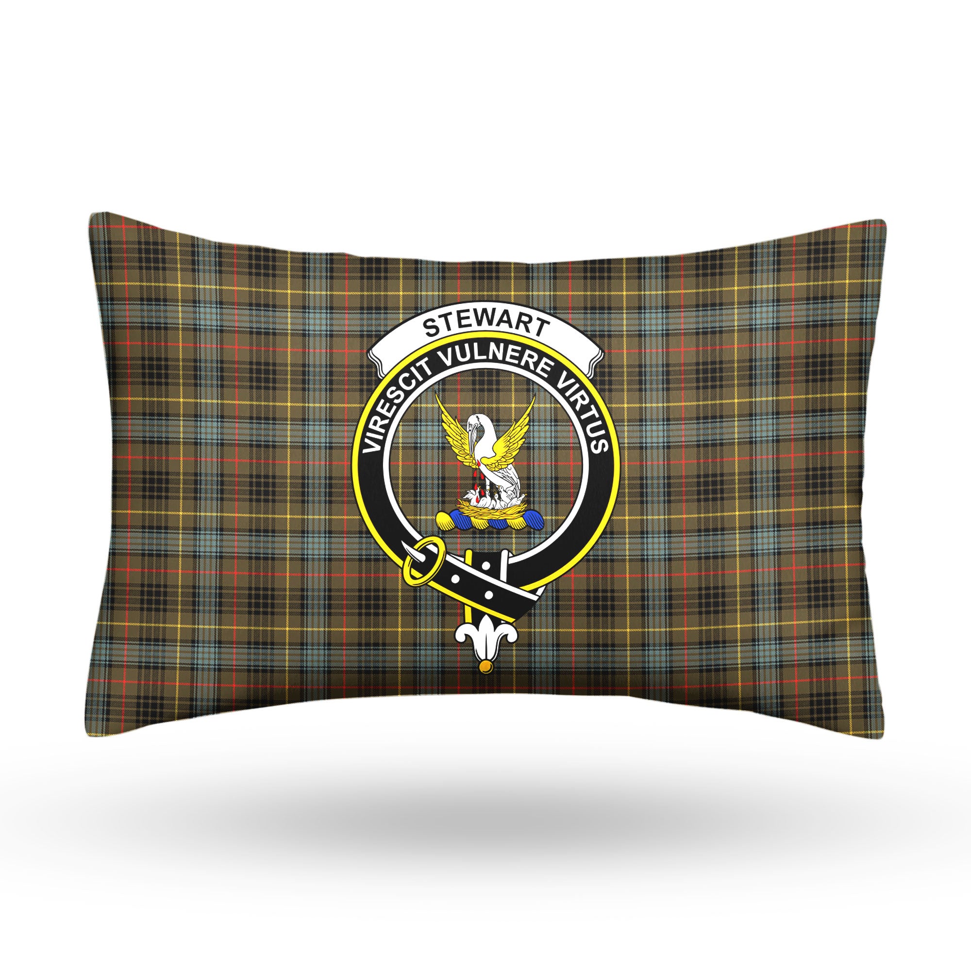 Stewart Hunting Weathered Tartan Crest Pillow Cover