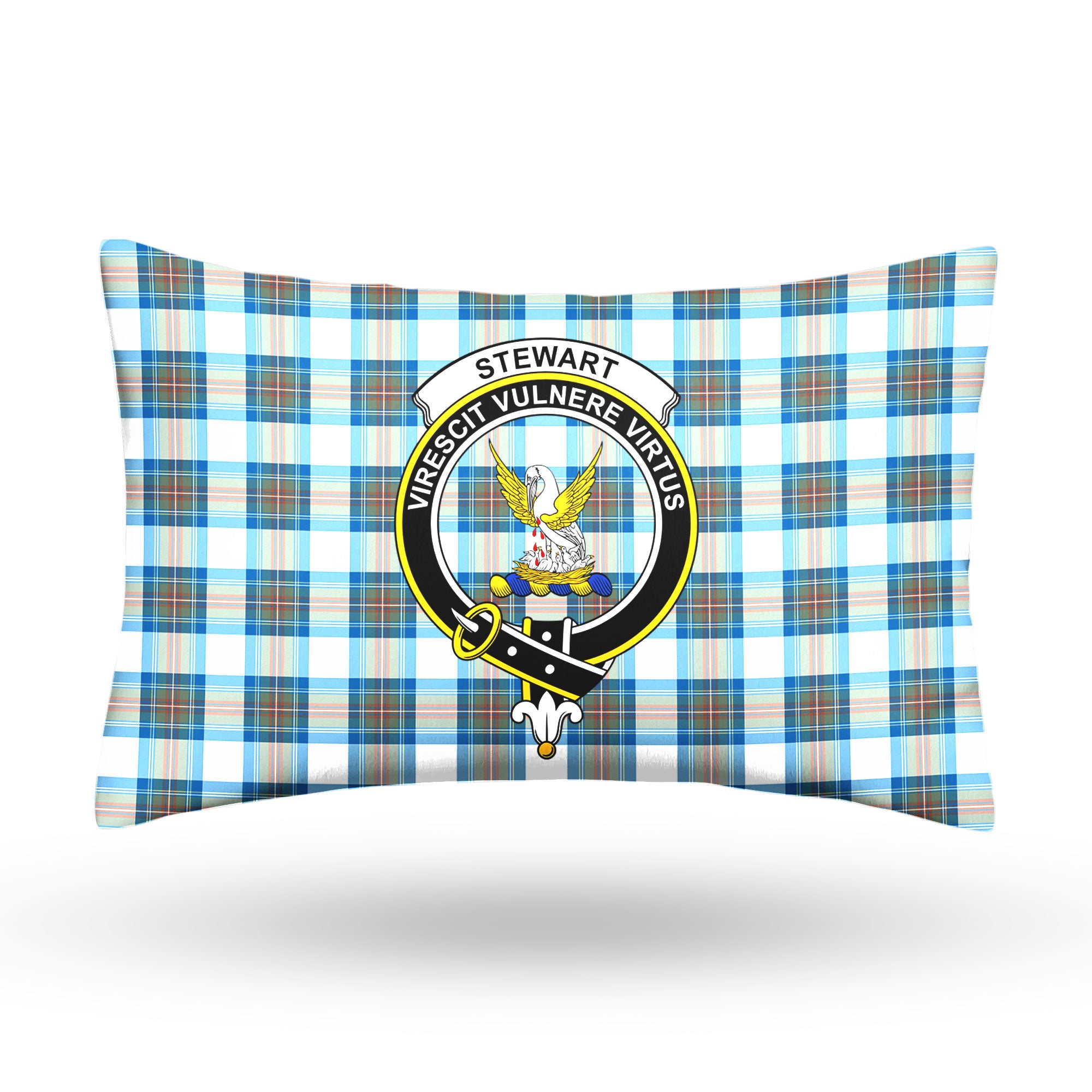 Stewart Muted Blue Tartan Crest Pillow Cover