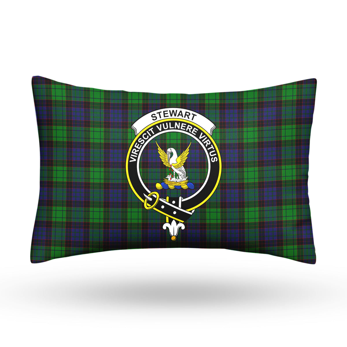 Stewart Old Modern Tartan Crest Pillow Cover