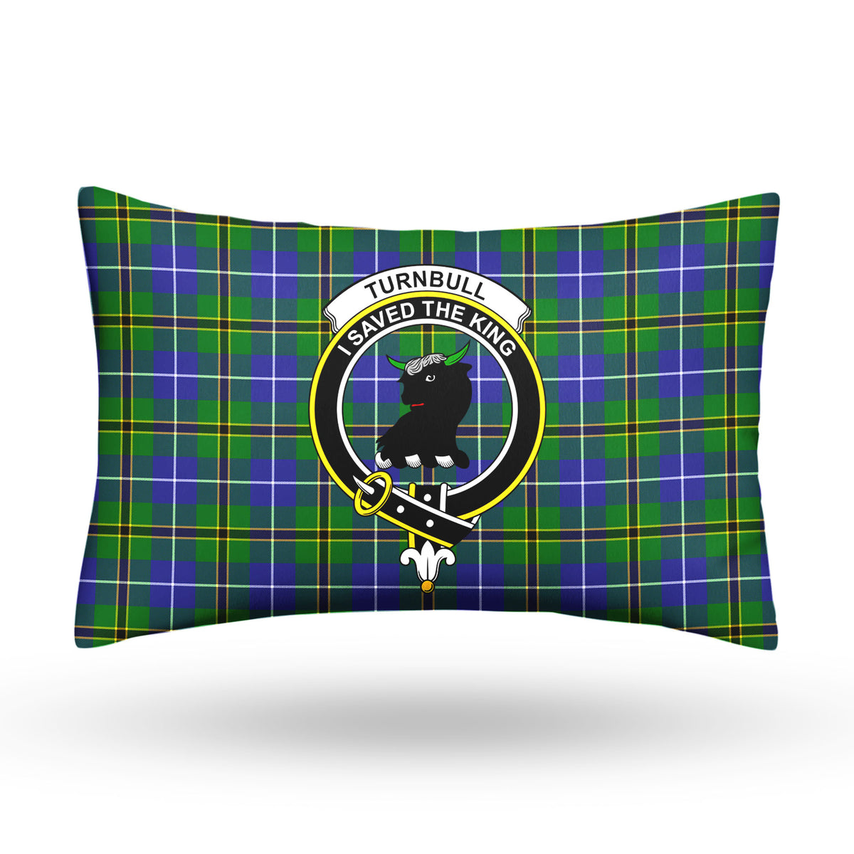 Turnbull Hunting Tartan Crest Pillow Cover