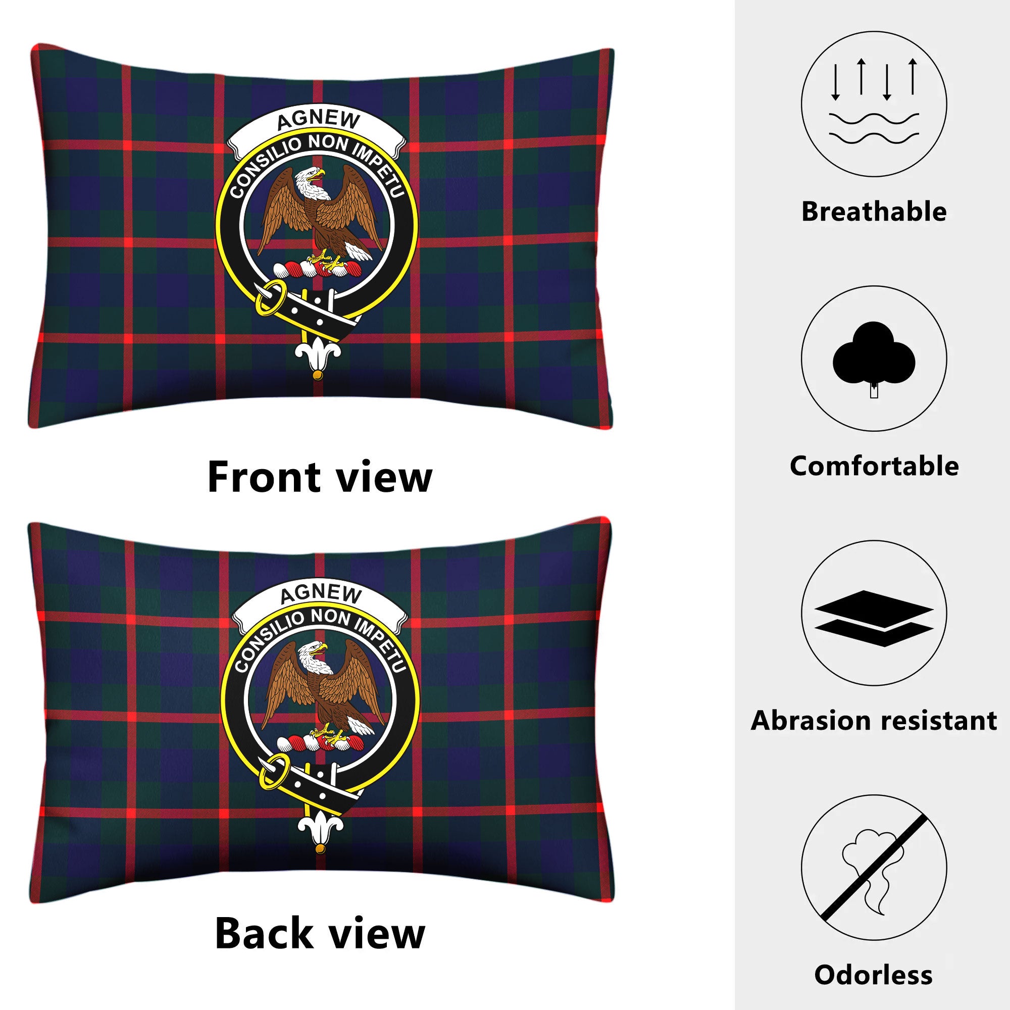 Agnew Modern Tartan Crest Pillow Cover