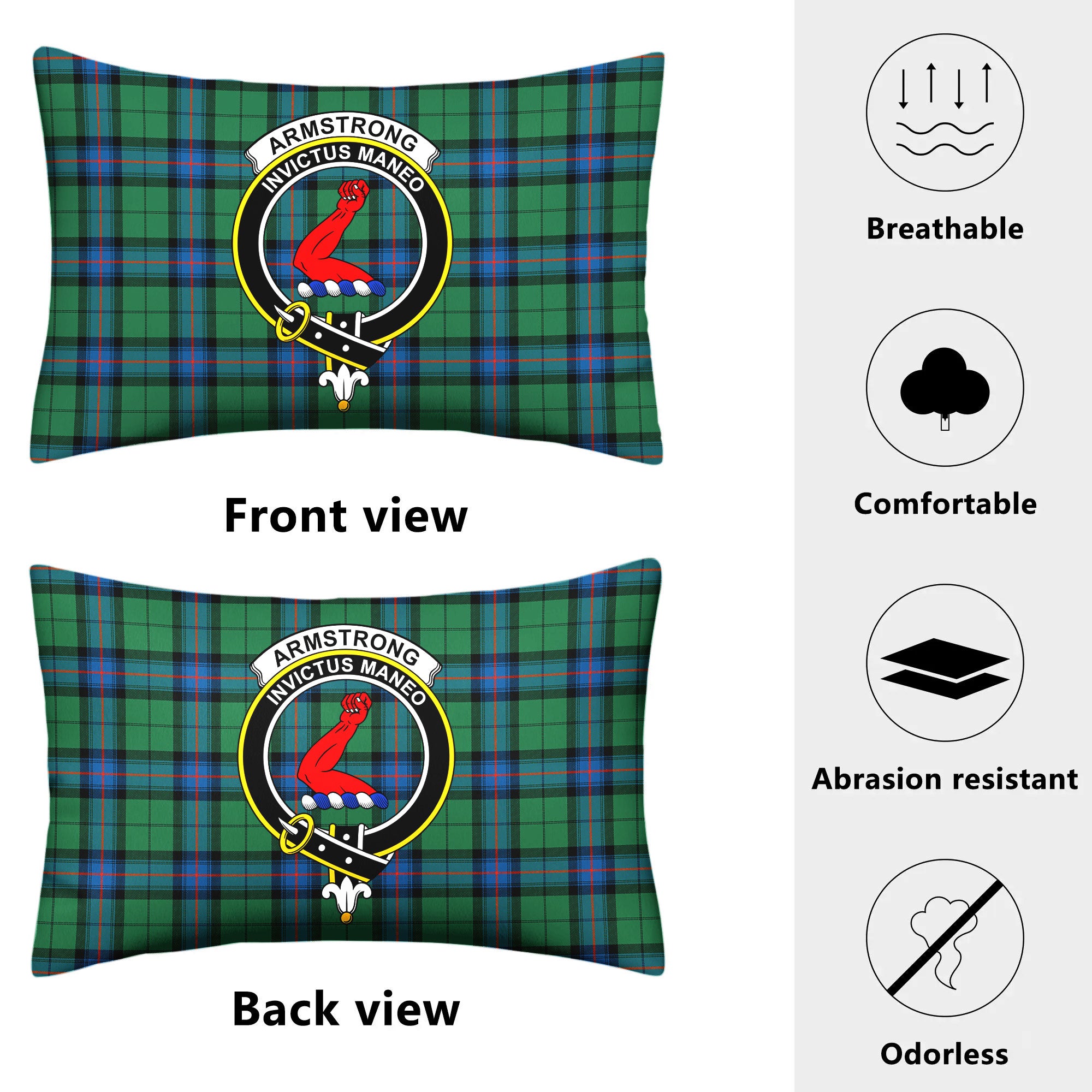 Armstrong Ancient Tartan Crest Pillow Cover