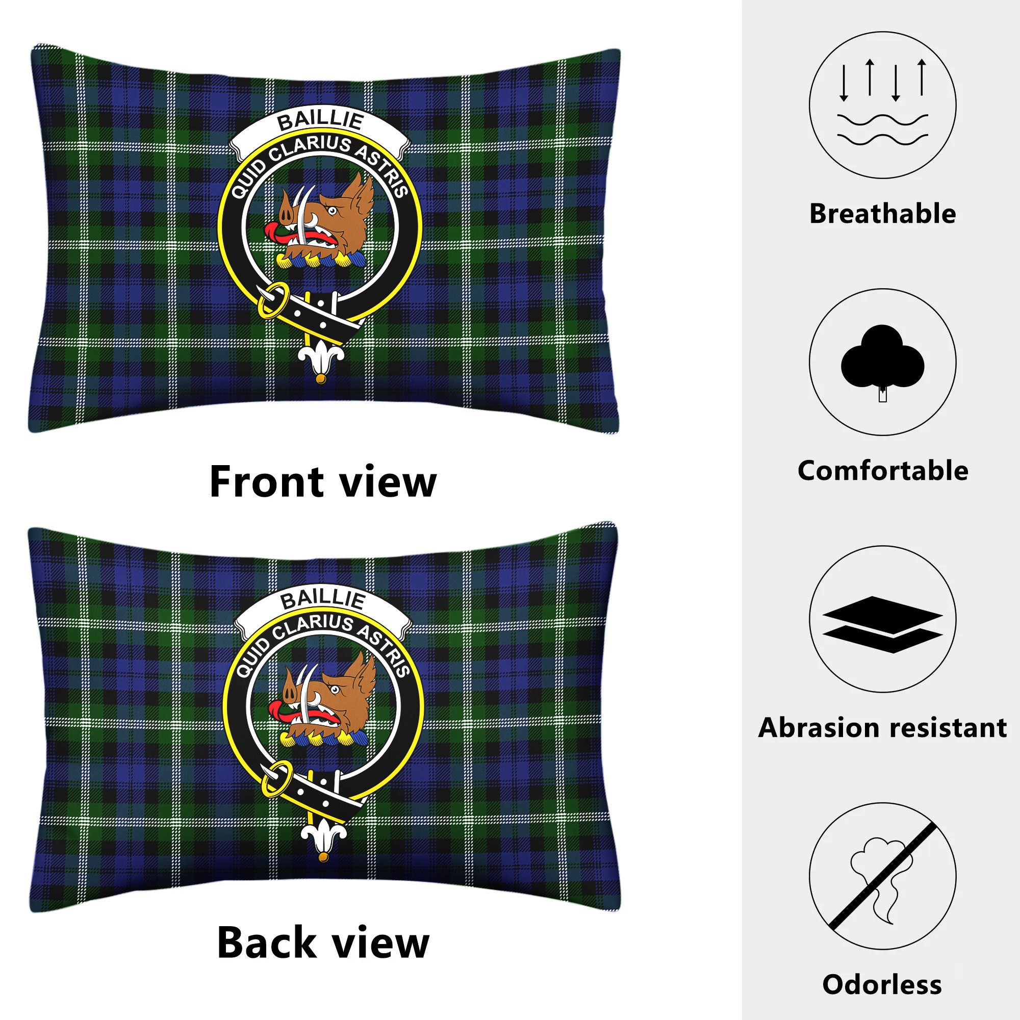 Baillie Modern Tartan Crest Pillow Cover