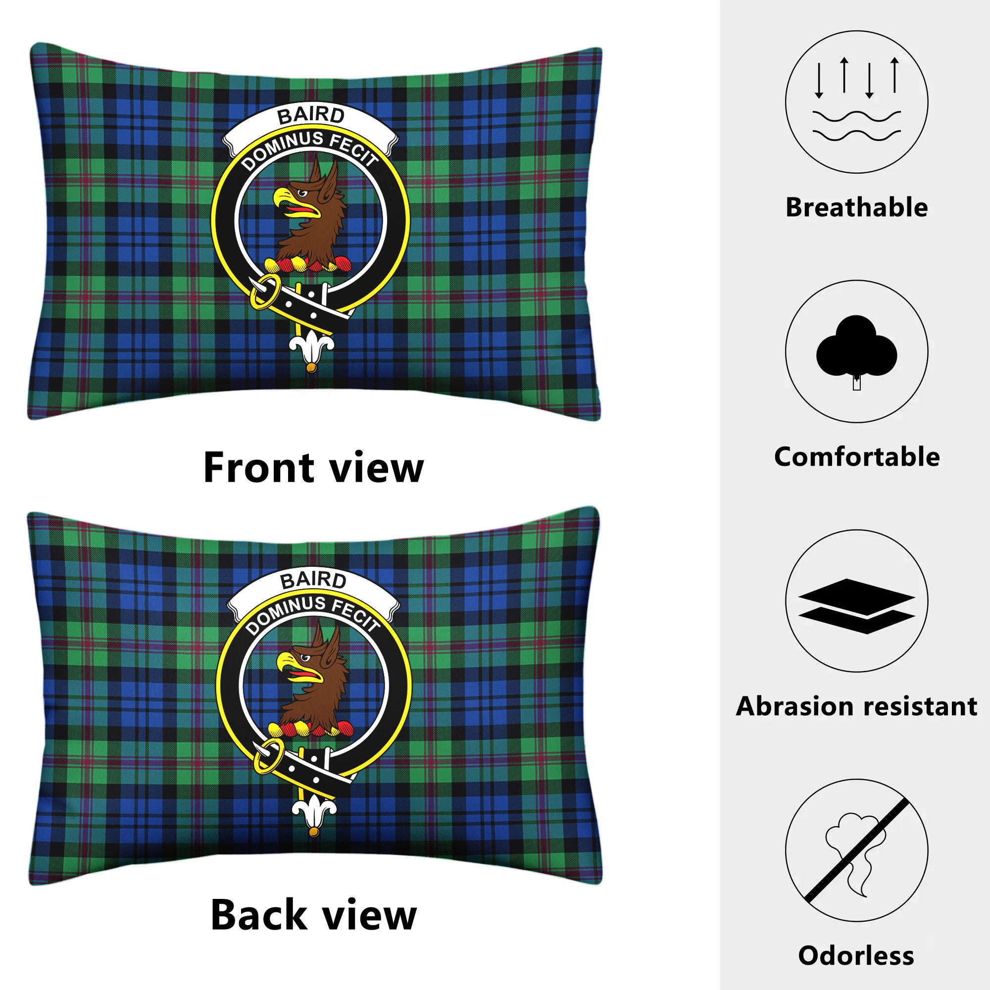 Baird Ancient Tartan Crest Pillow Cover