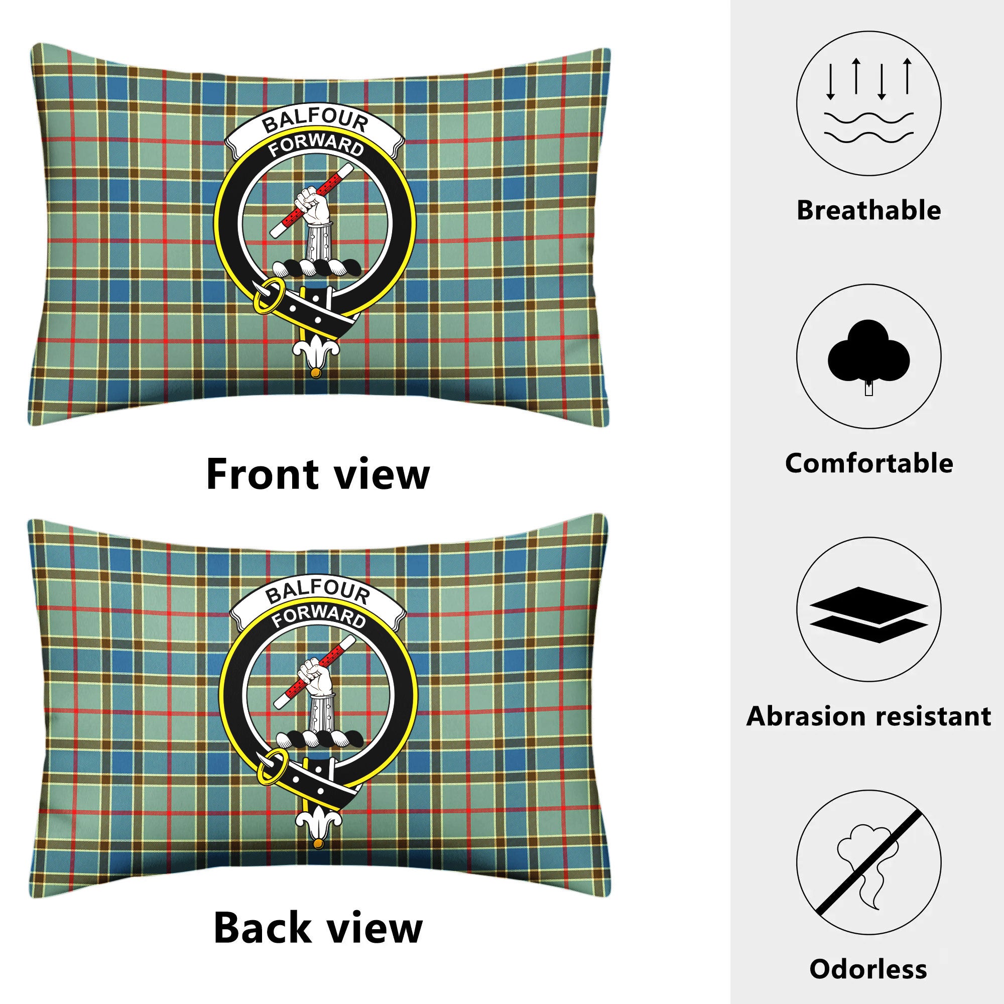 Balfour Blue Tartan Crest Pillow Cover