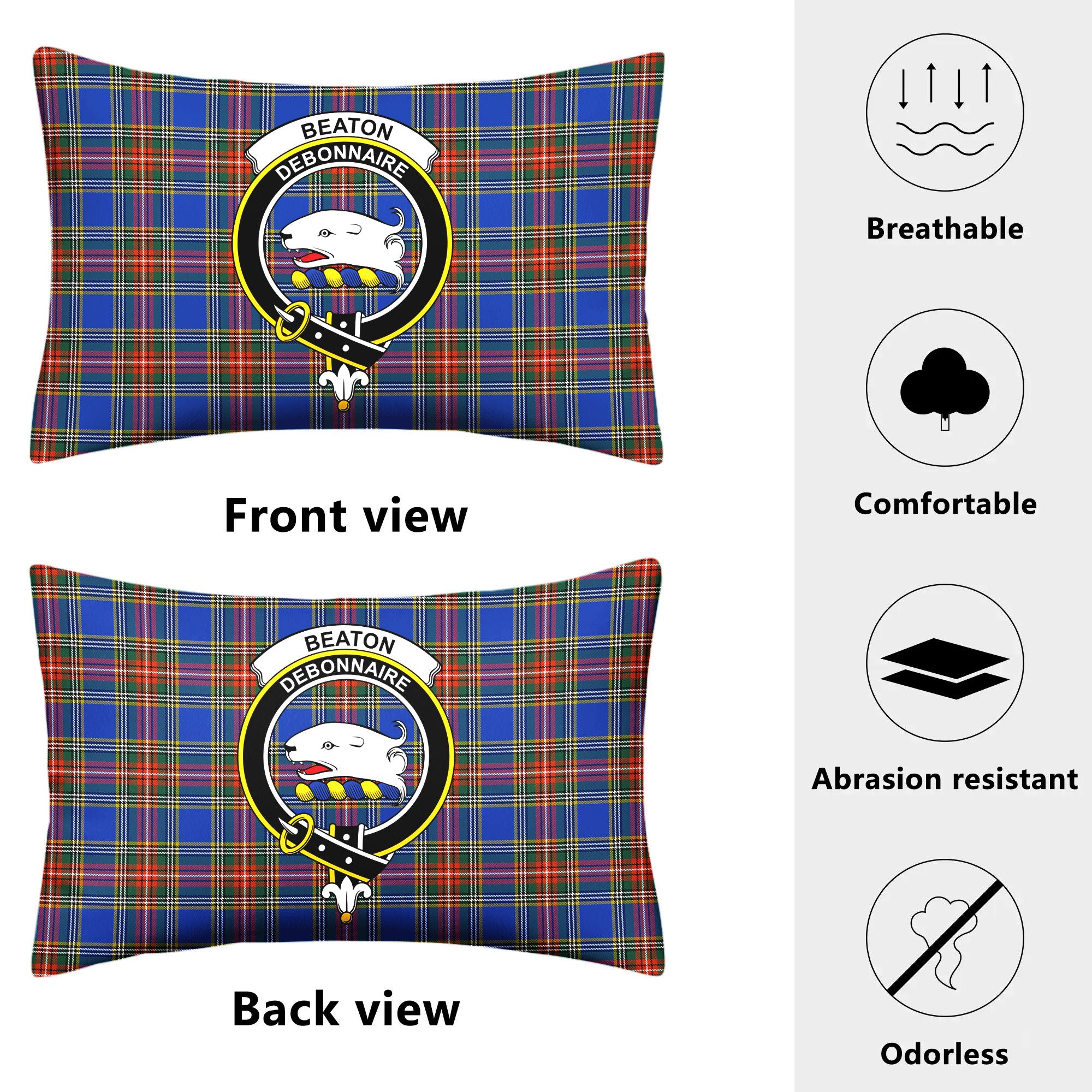 Beaton Ancient Tartan Crest Pillow Cover