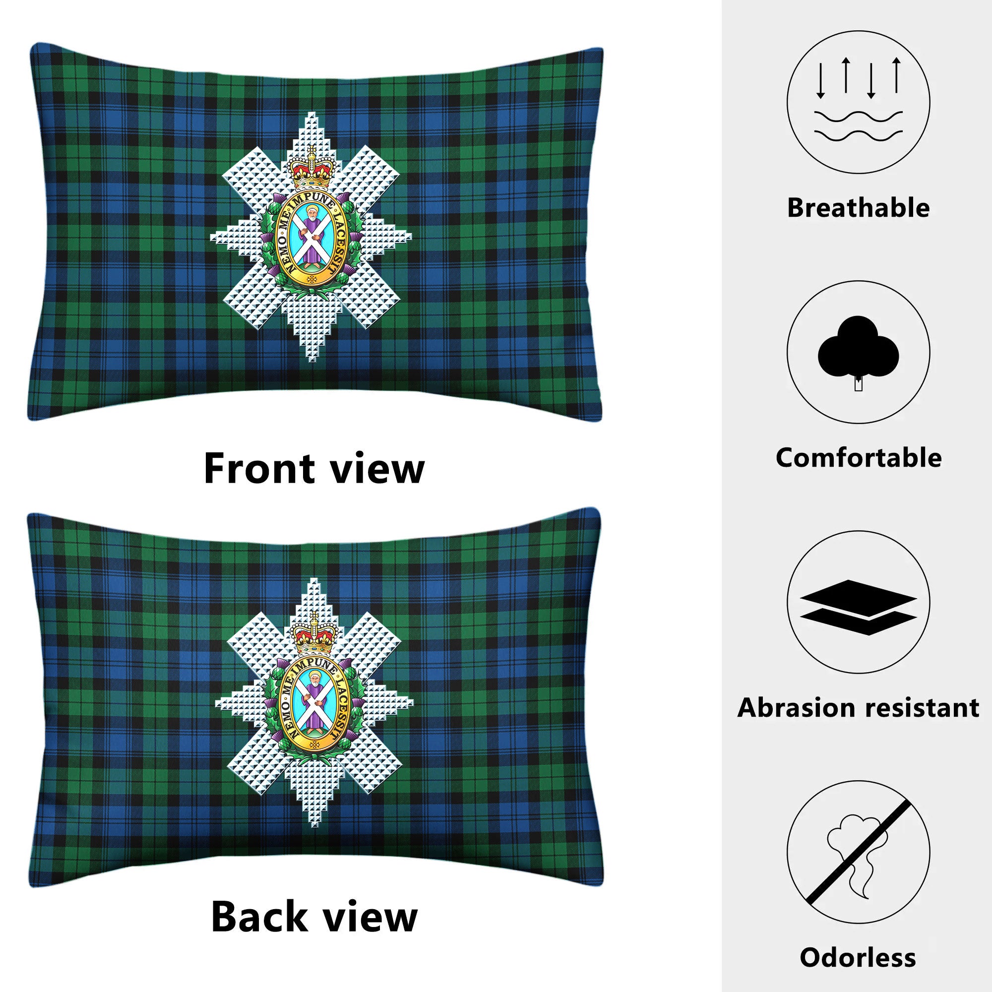 Black Watch Ancient Tartan Crest Pillow Cover