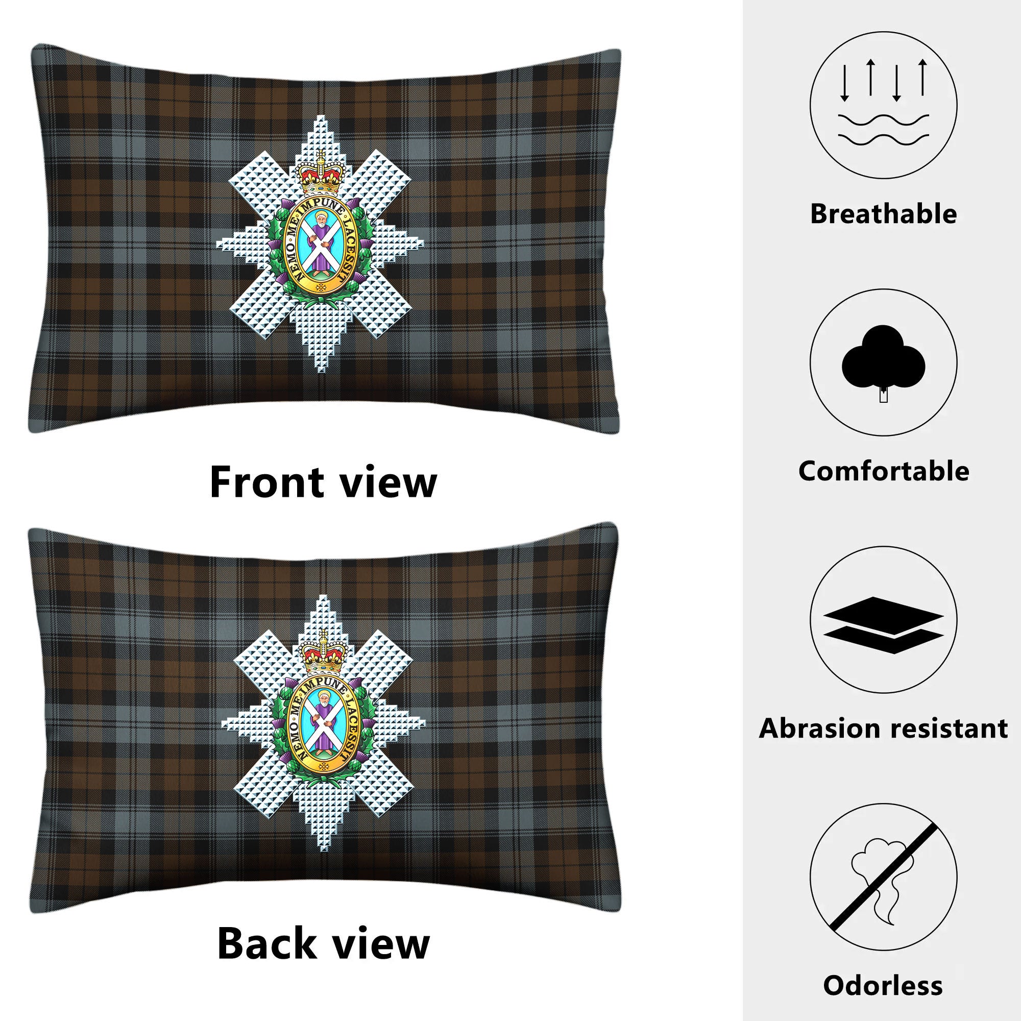 Black Watch Weathered Tartan Crest Pillow Cover