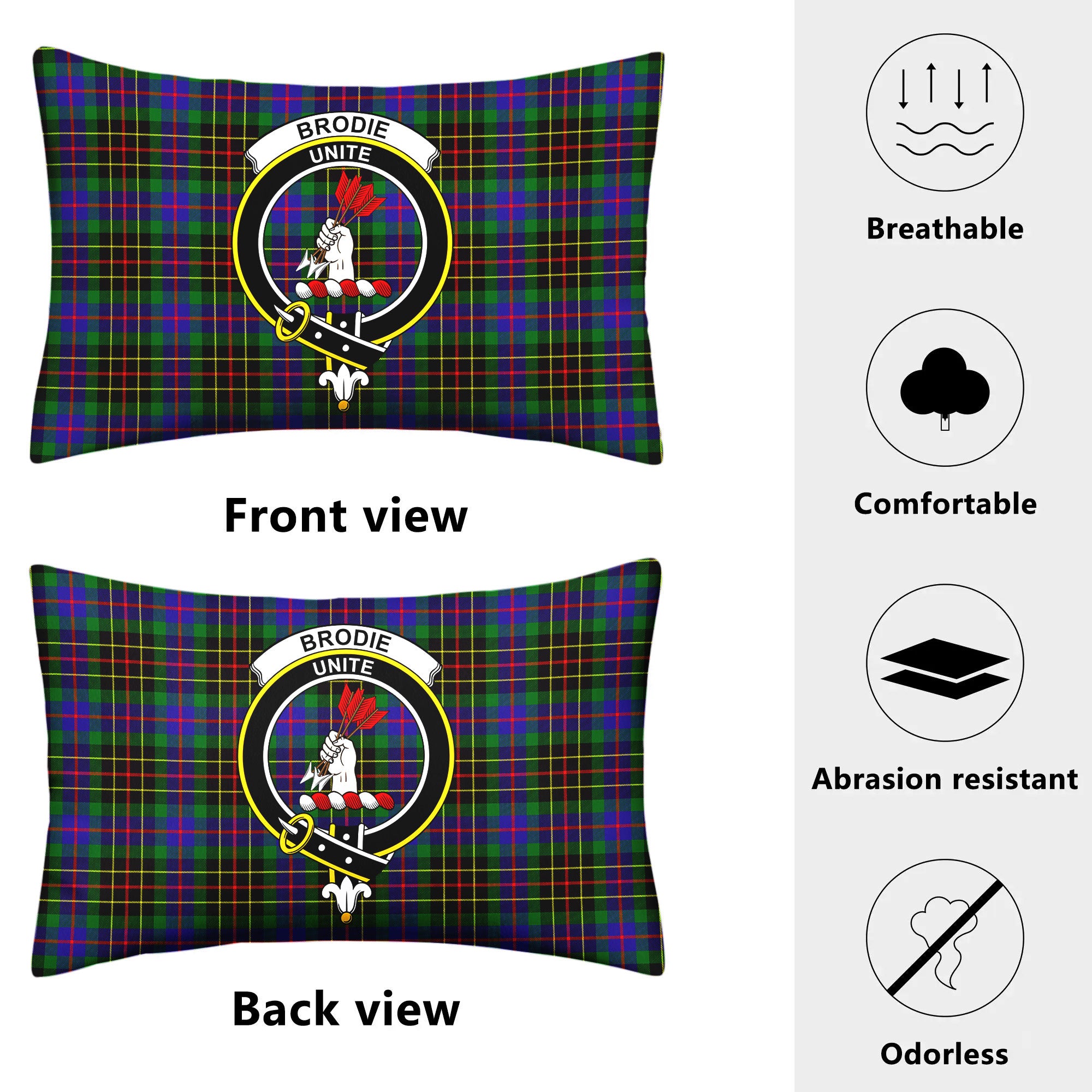 Brodie Hunting Modern Tartan Crest Pillow Cover