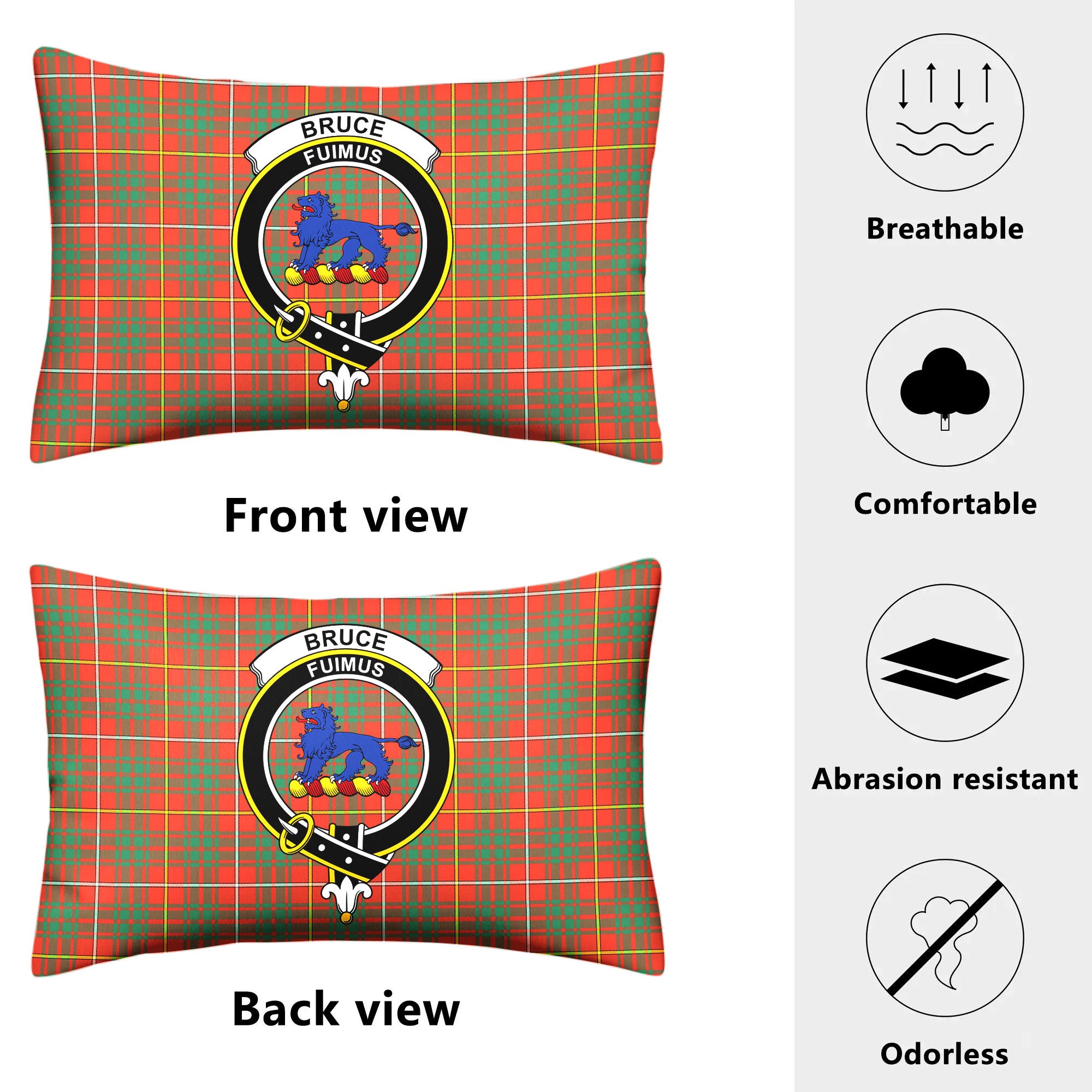 Bruce Ancient Tartan Crest Pillow Cover