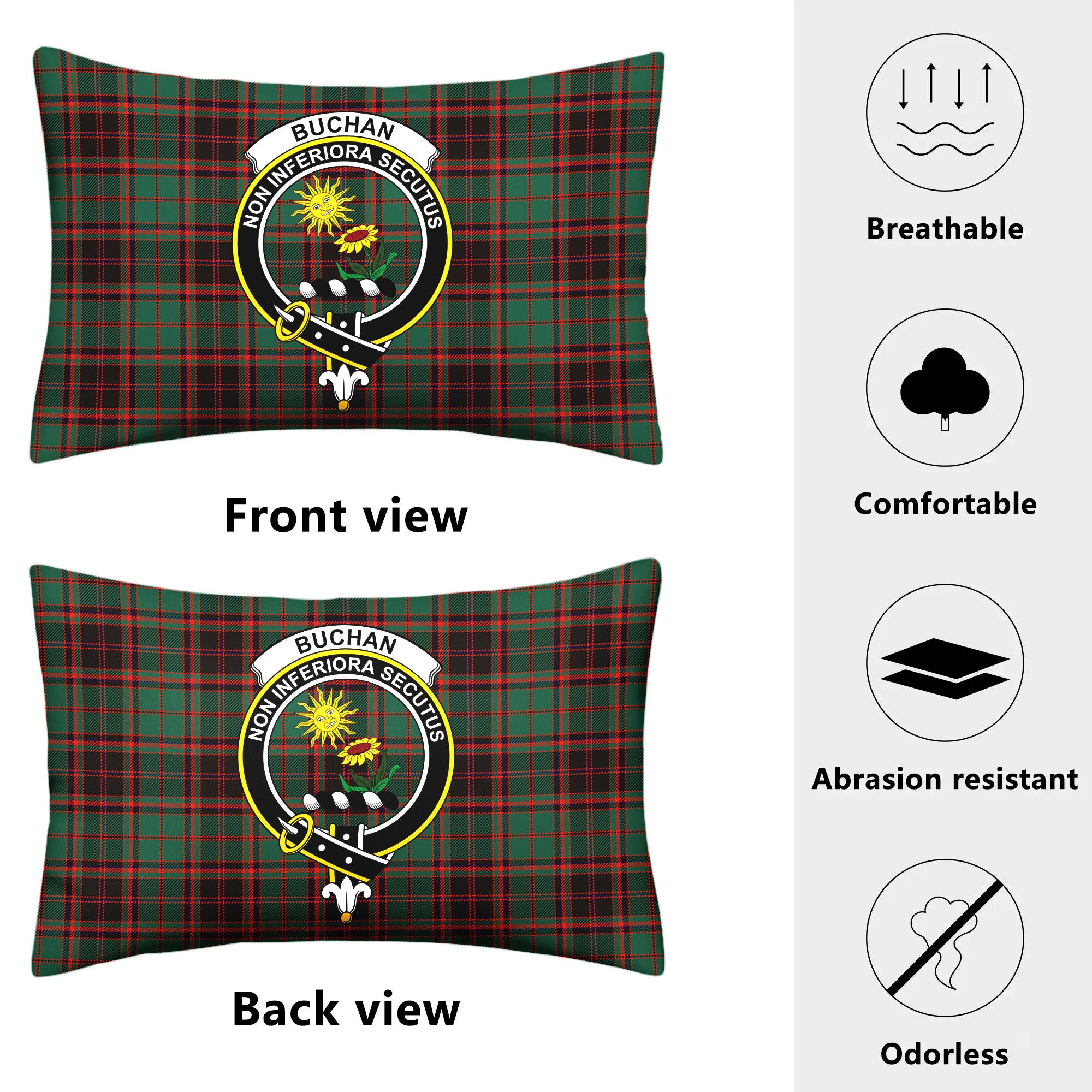 Buchan Ancient Tartan Crest Pillow Cover