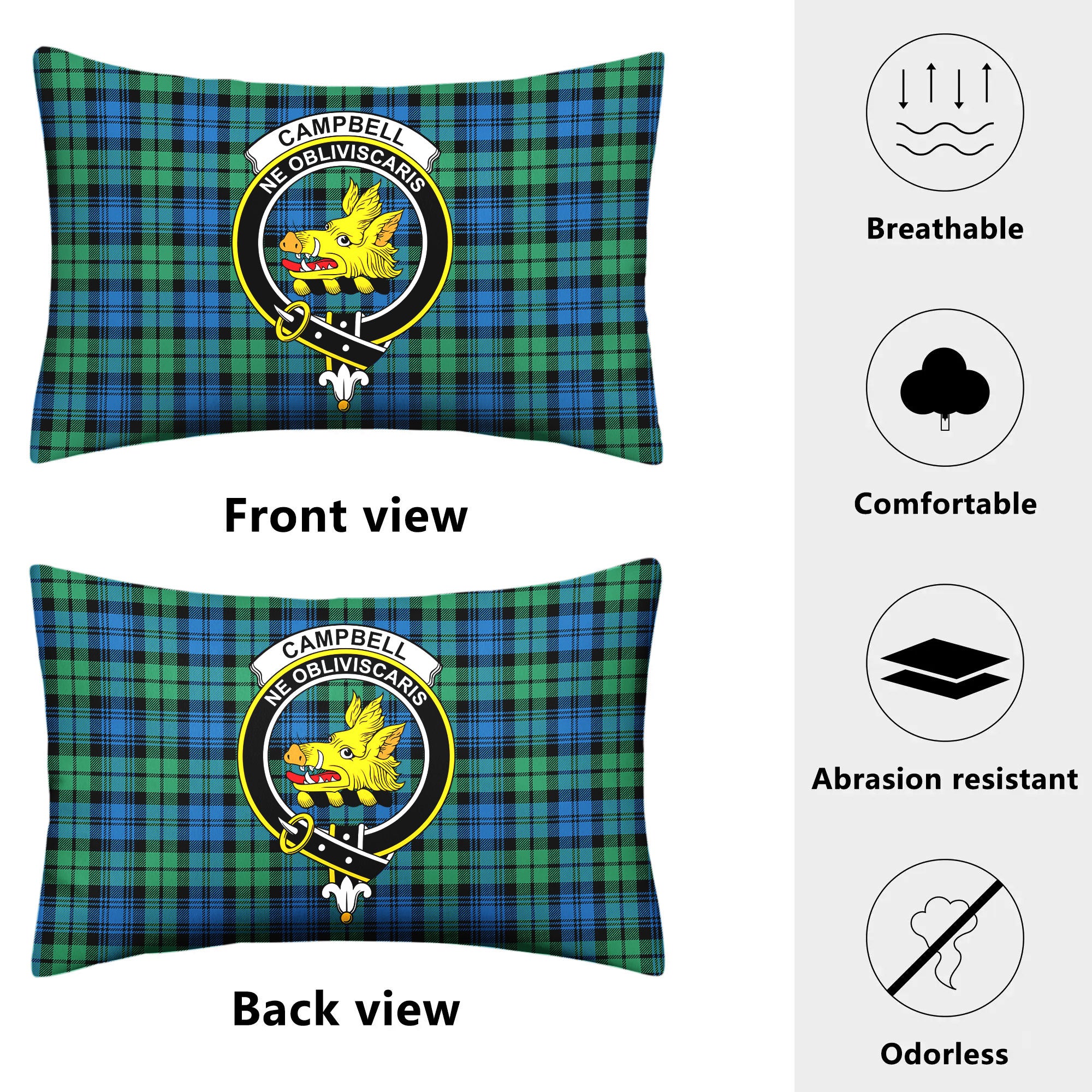 Campbell Ancient 01 Tartan Crest Pillow Cover