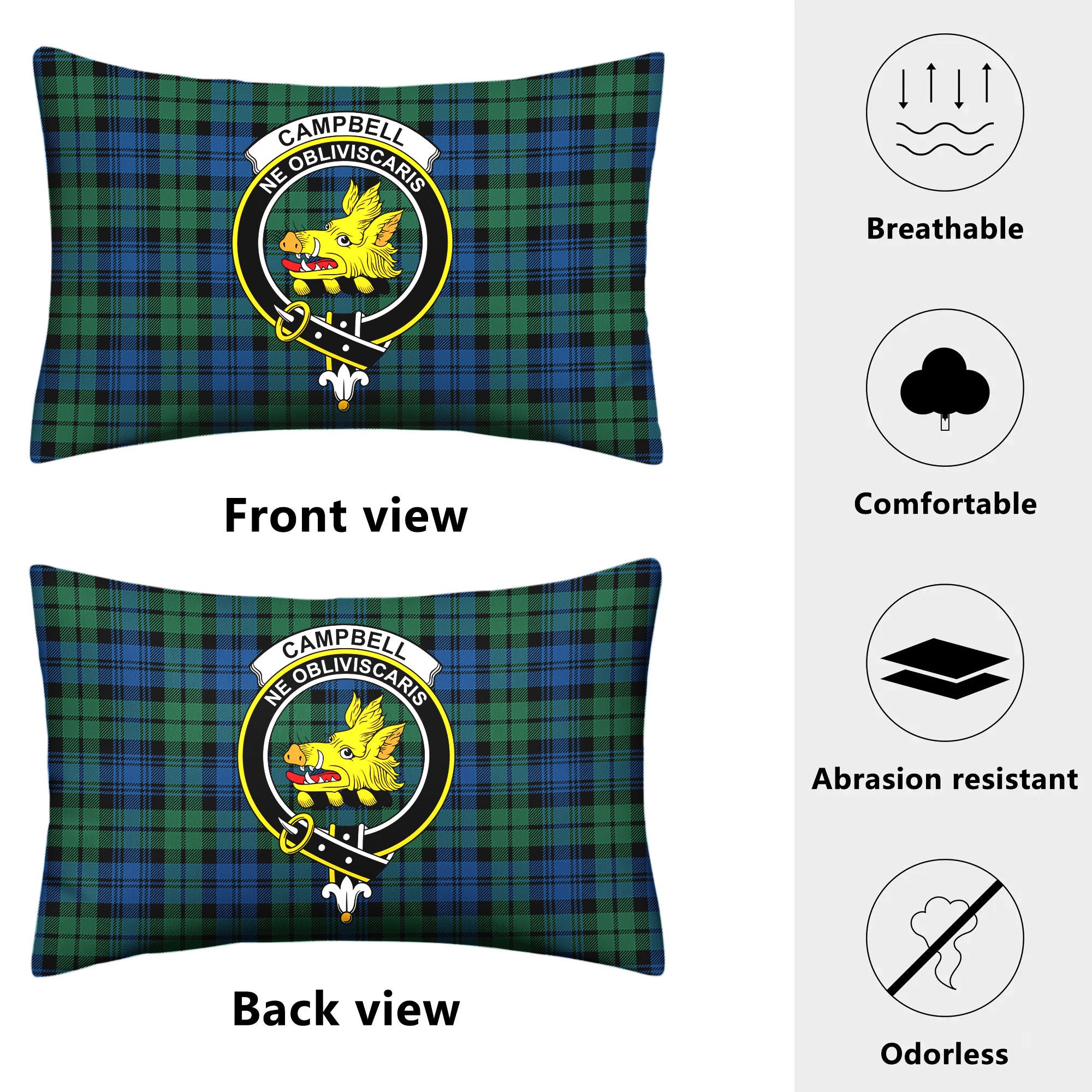 Campbell Ancient 02 Tartan Crest Pillow Cover