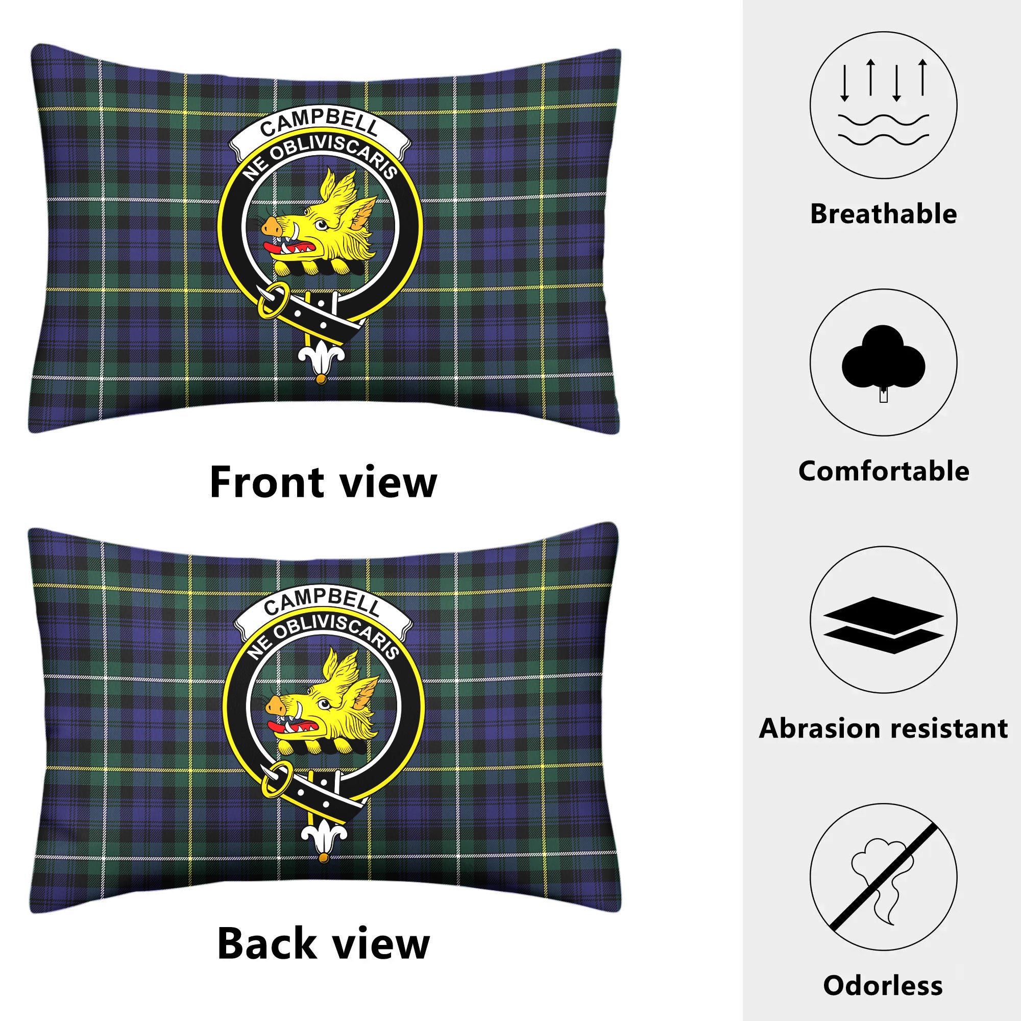 Campbell Argyll Modern Tartan Crest Pillow Cover