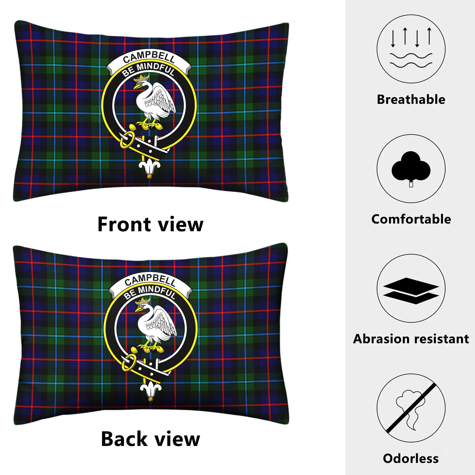 Campbell of Cawdor Modern Tartan Crest Pillow Cover