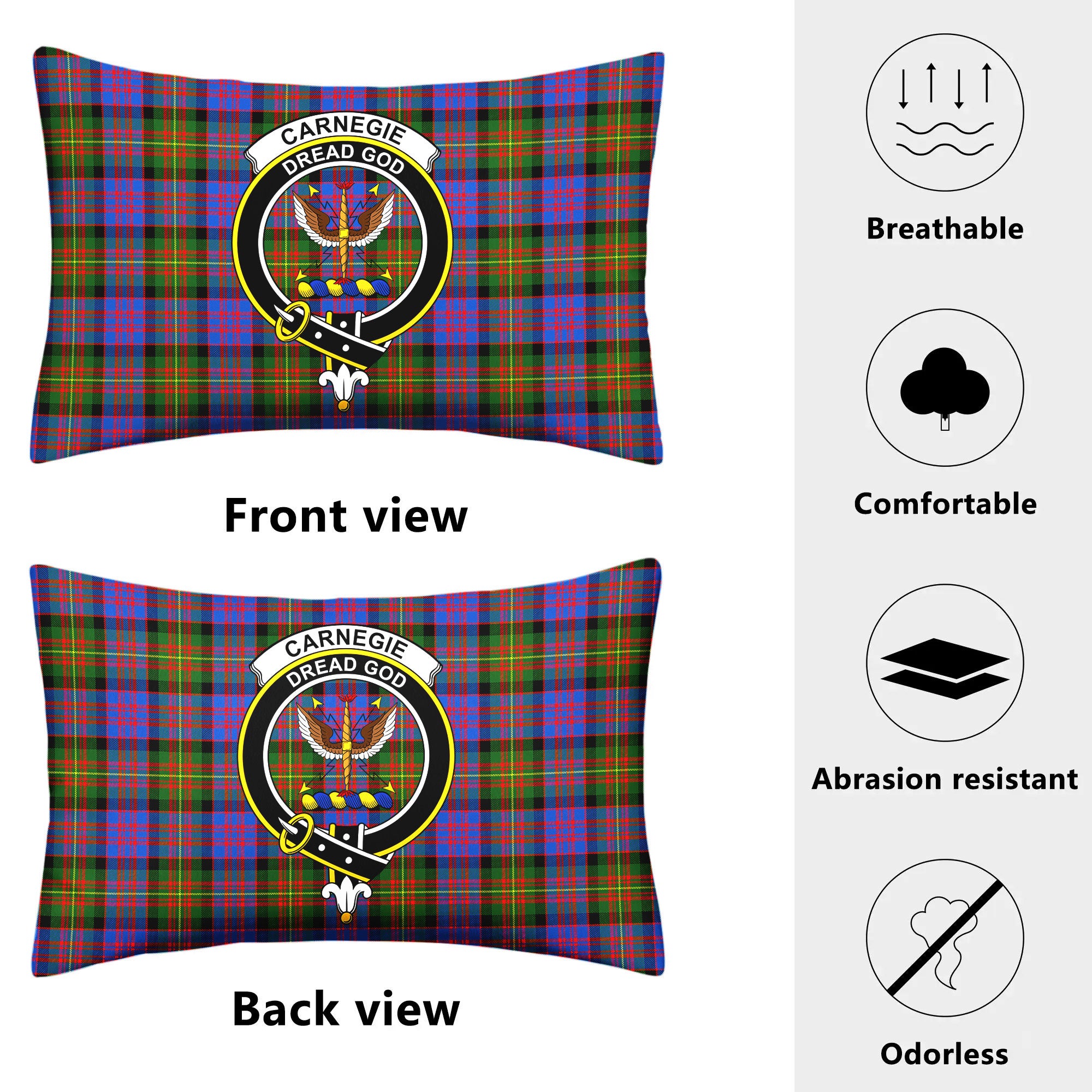 Carnegie Ancient Tartan Crest Pillow Cover