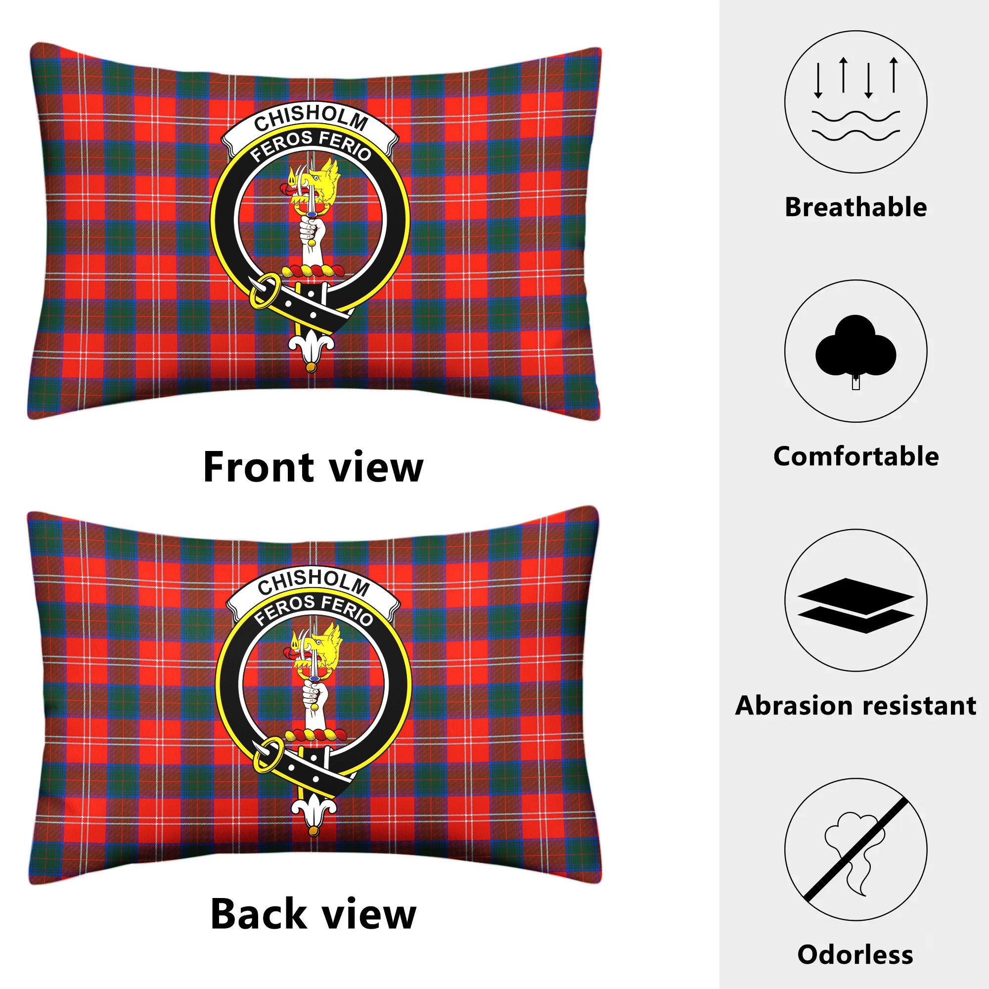 Chisholm Ancient Tartan Crest Pillow Cover