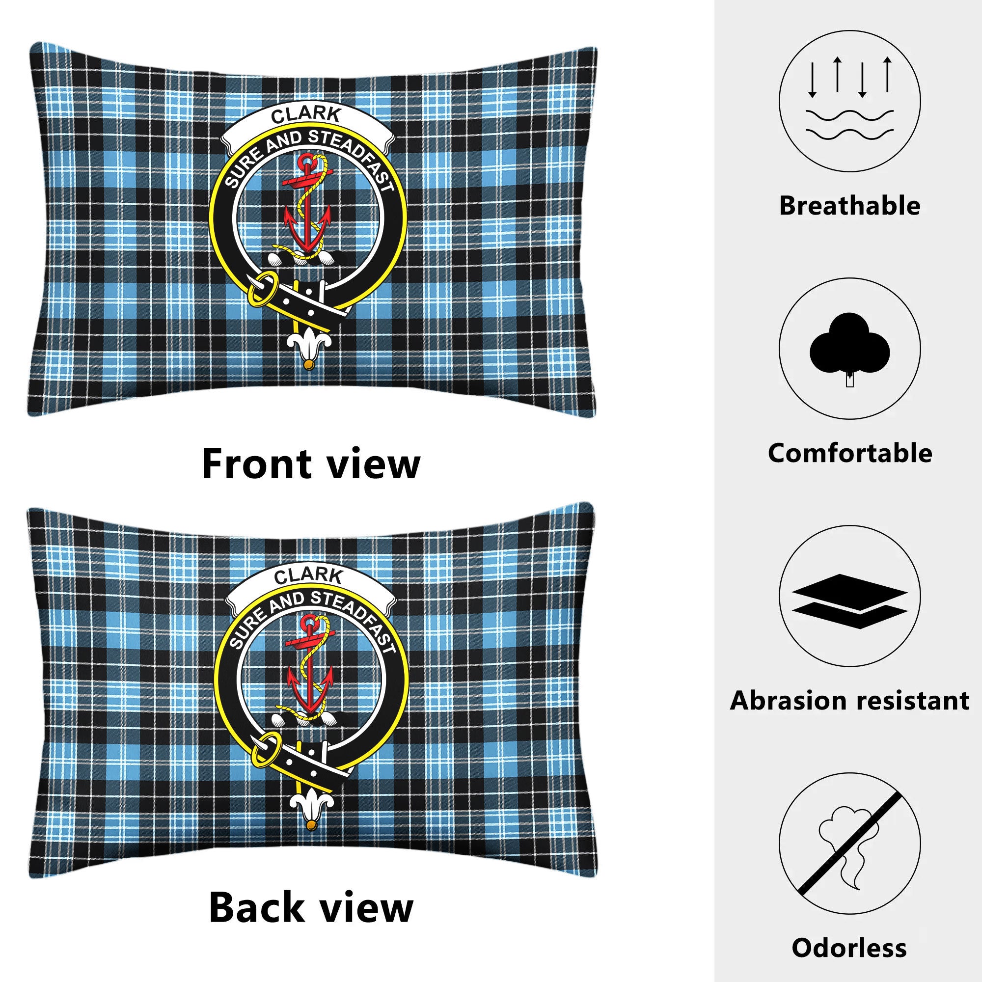 Clark Ancient Tartan Crest Pillow Cover