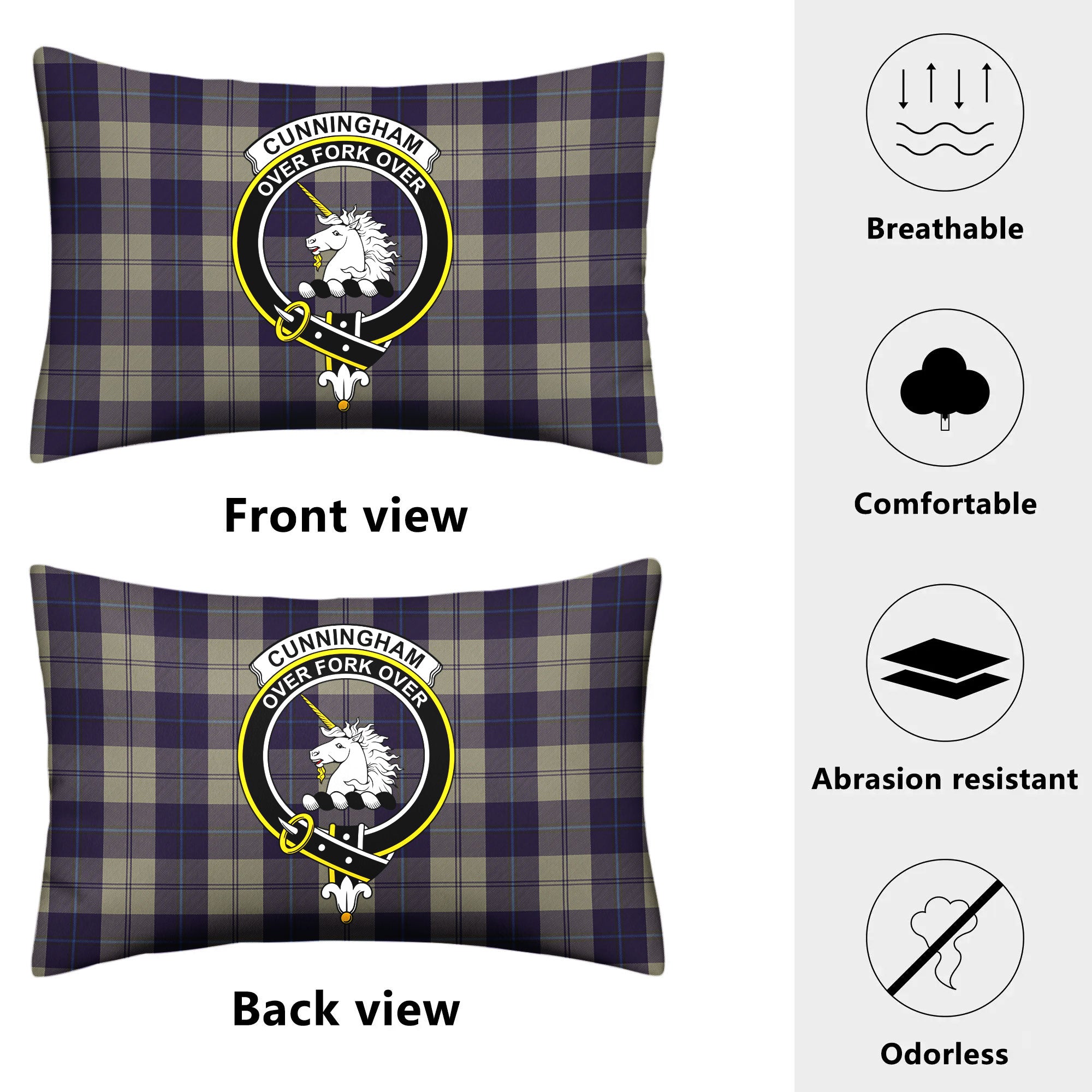 Cunningham Dress Blue Dancers Tartan Crest Pillow Cover