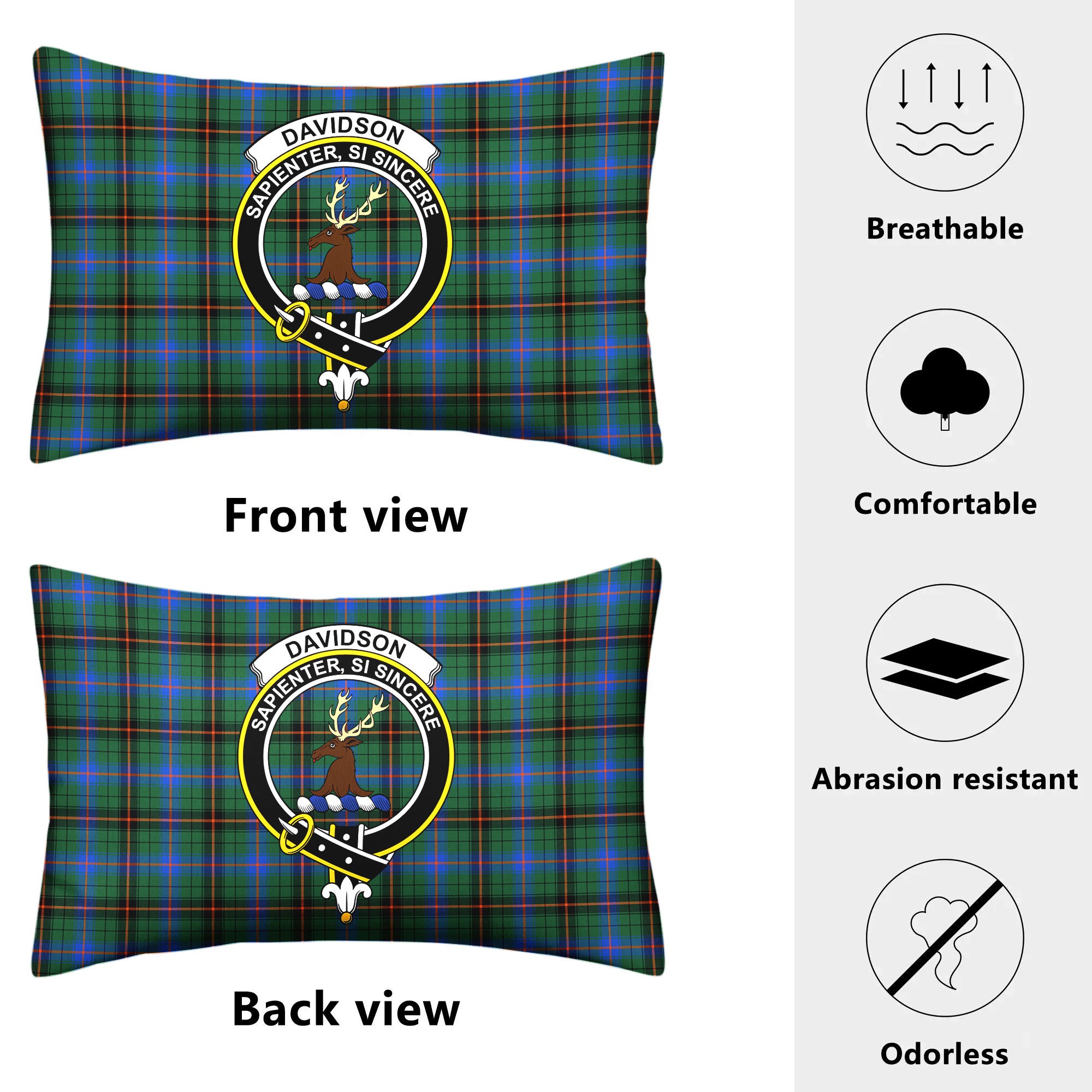 Davidson Ancient Tartan Crest Pillow Cover