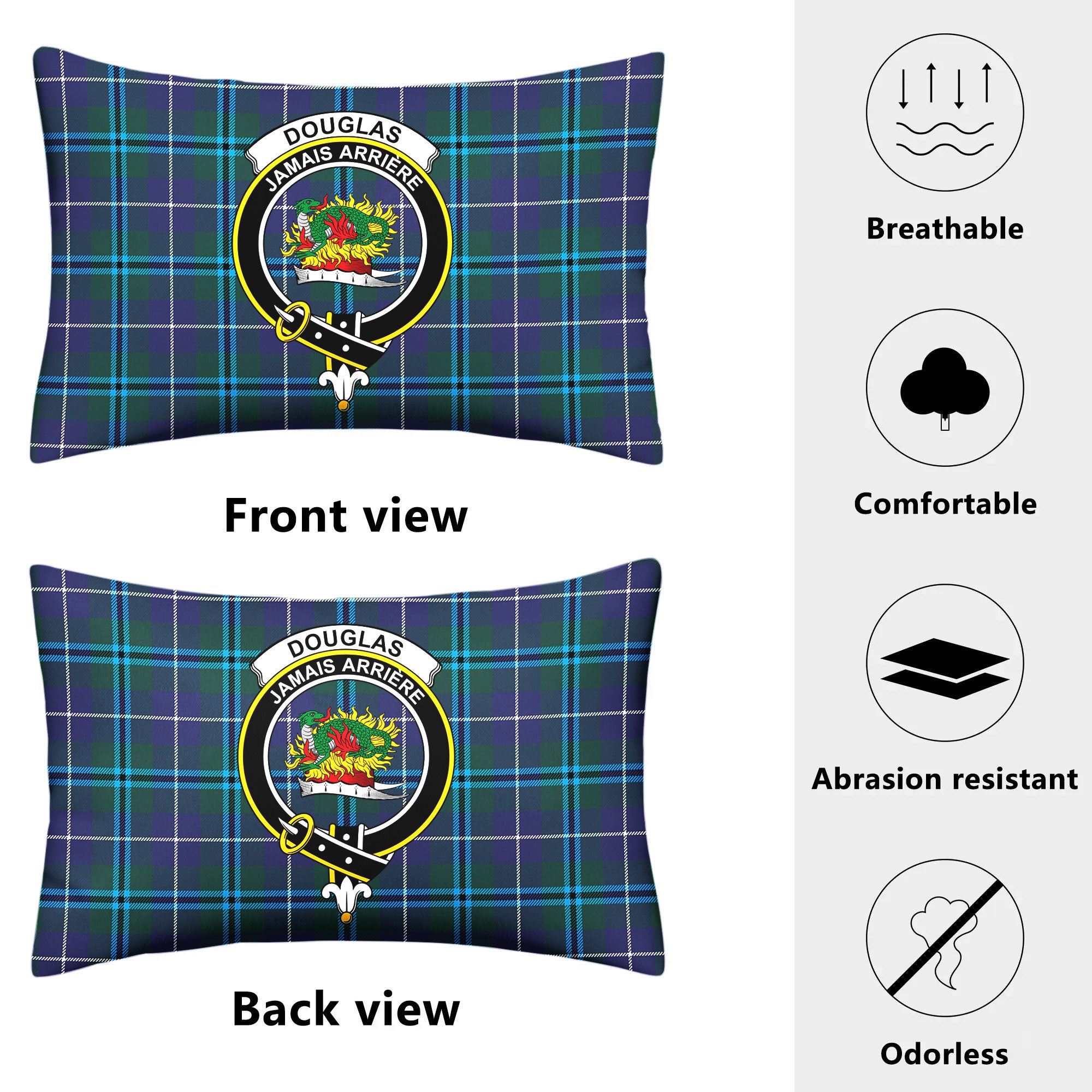 Douglas Modern Tartan Crest Pillow Cover