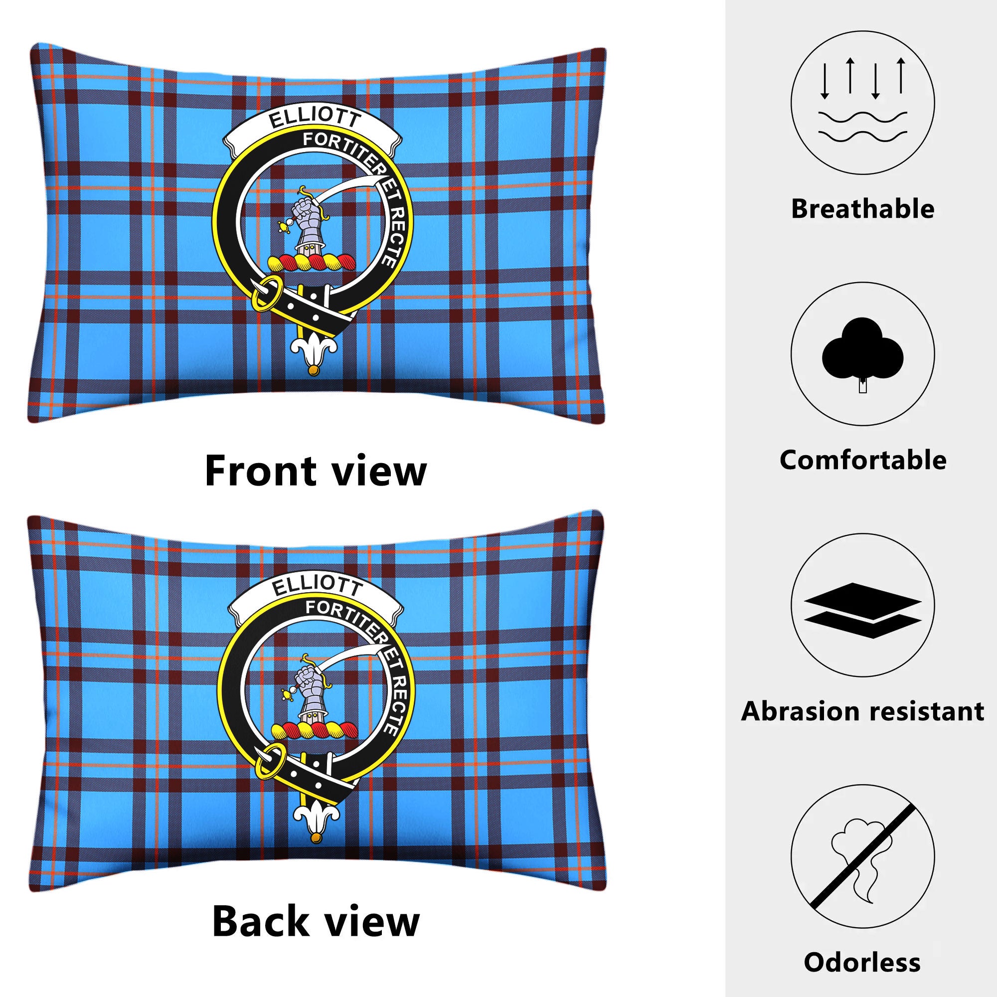 Elliott Ancient Tartan Crest Pillow Cover