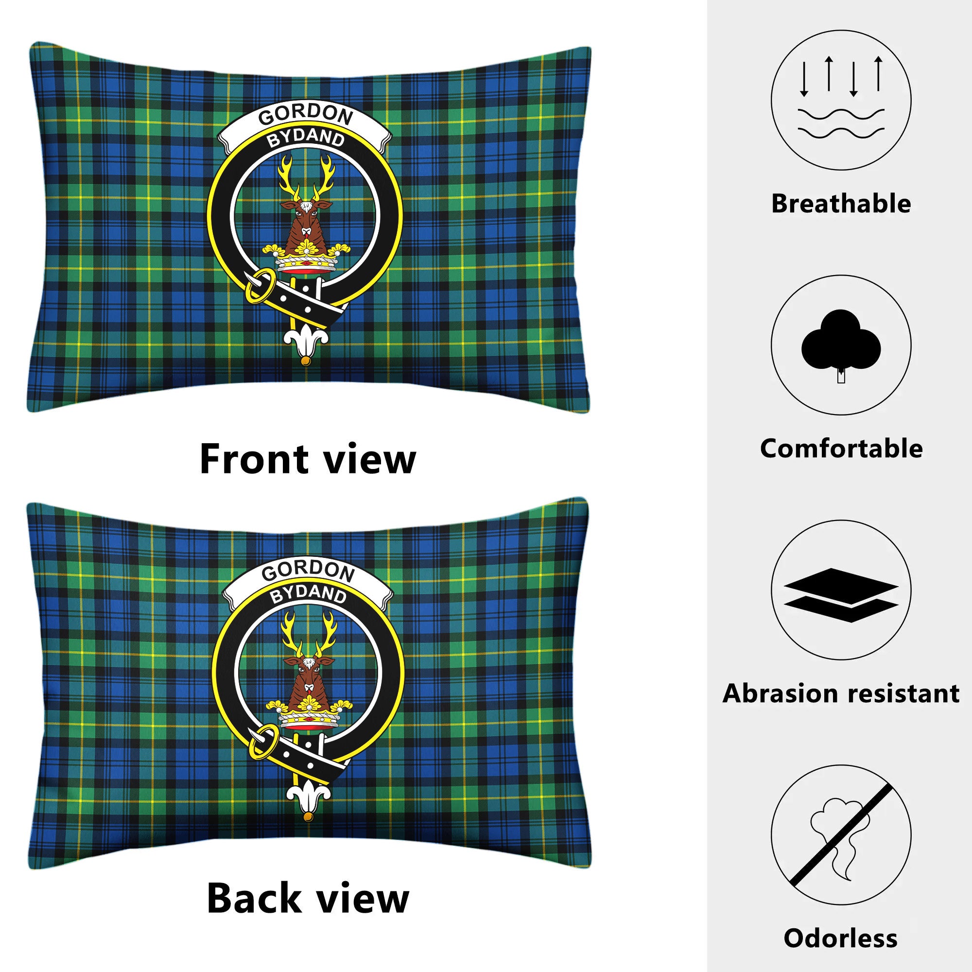 Gordon Ancient Tartan Crest Pillow Cover