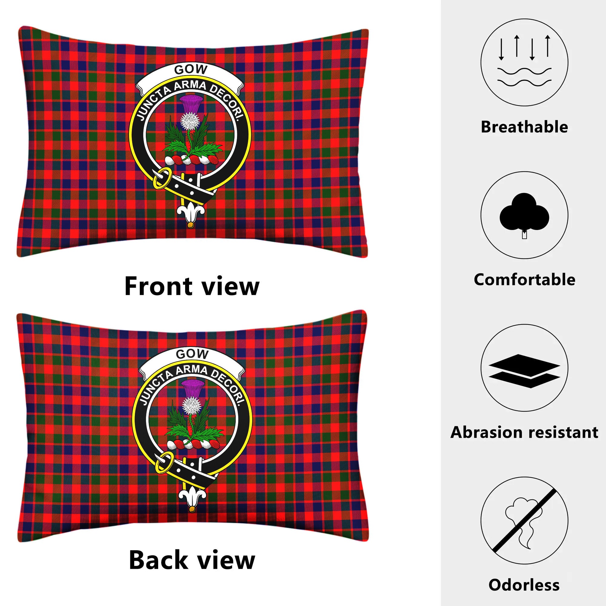 Gow (of Skeoch) Tartan Crest Pillow Cover