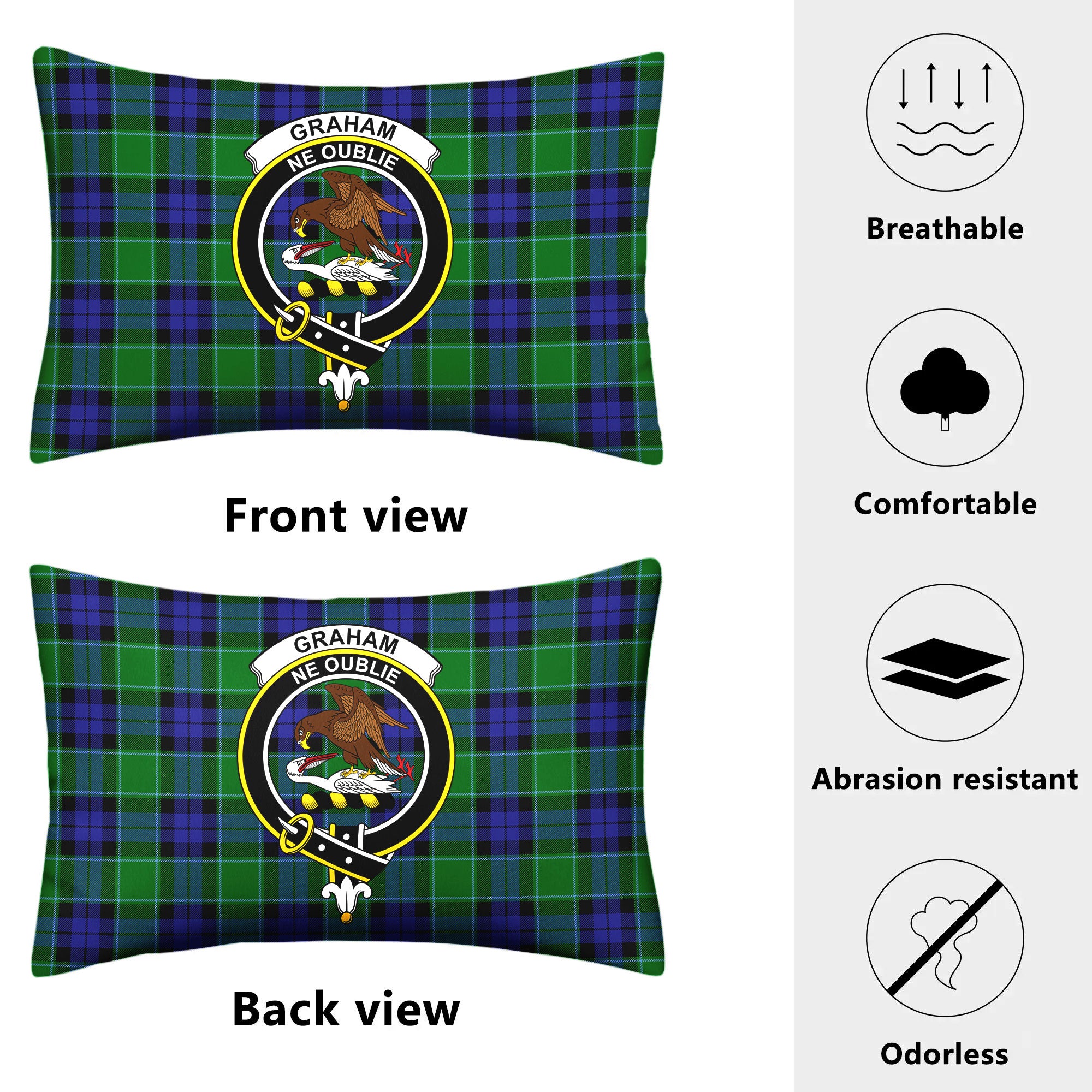 Graham of Menteith Modern Tartan Crest Pillow Cover