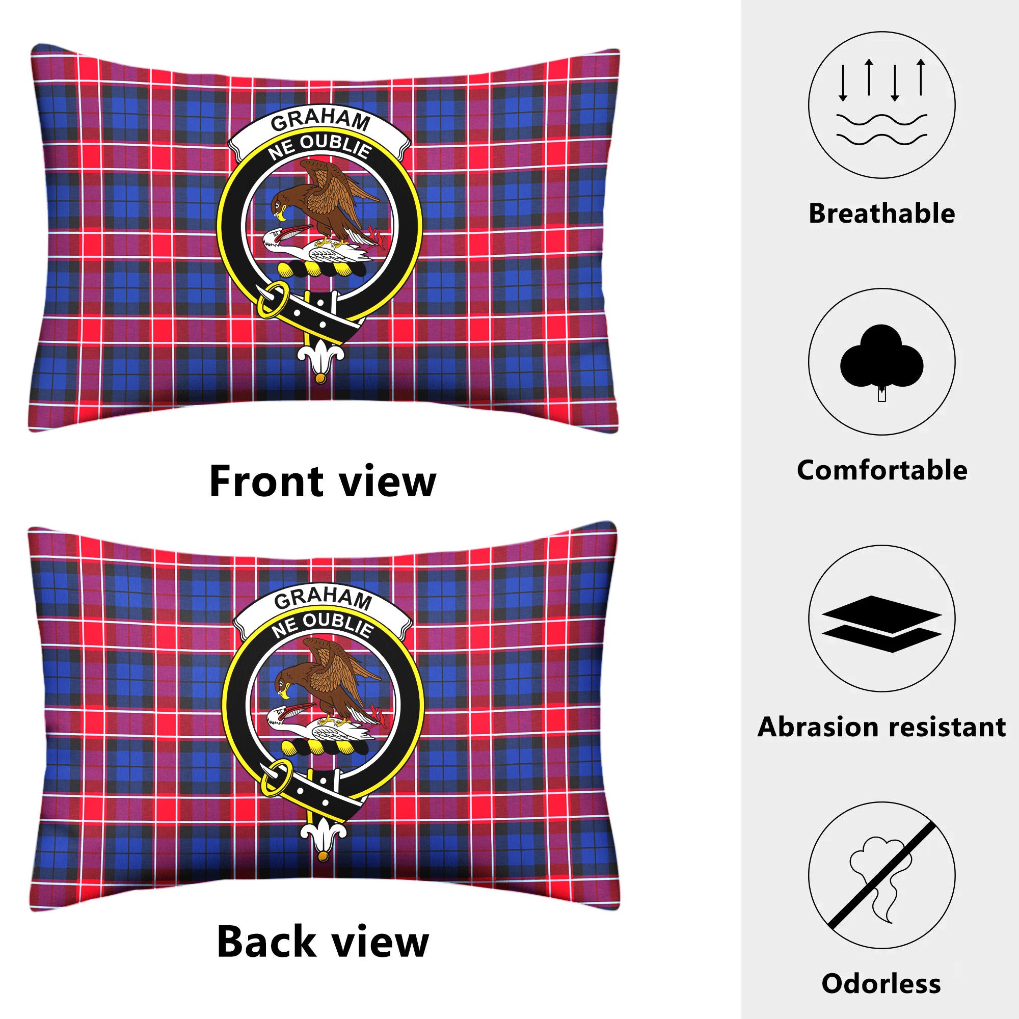 Graham of Menteith Red Tartan Crest Pillow Cover