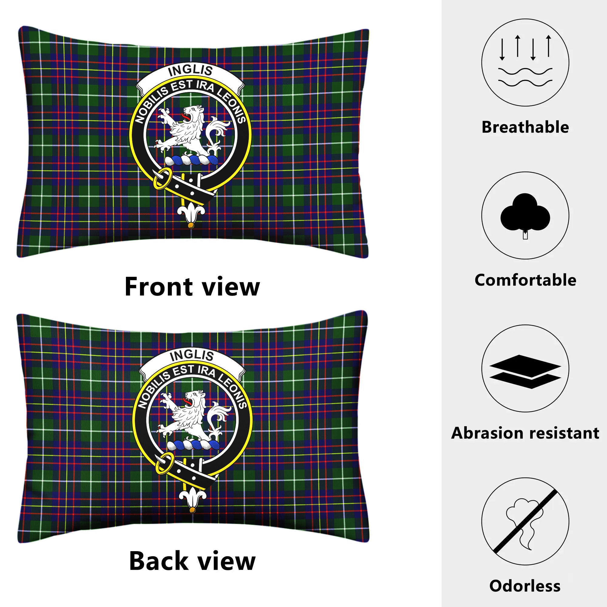 Inglis Modern Tartan Crest Pillow Cover