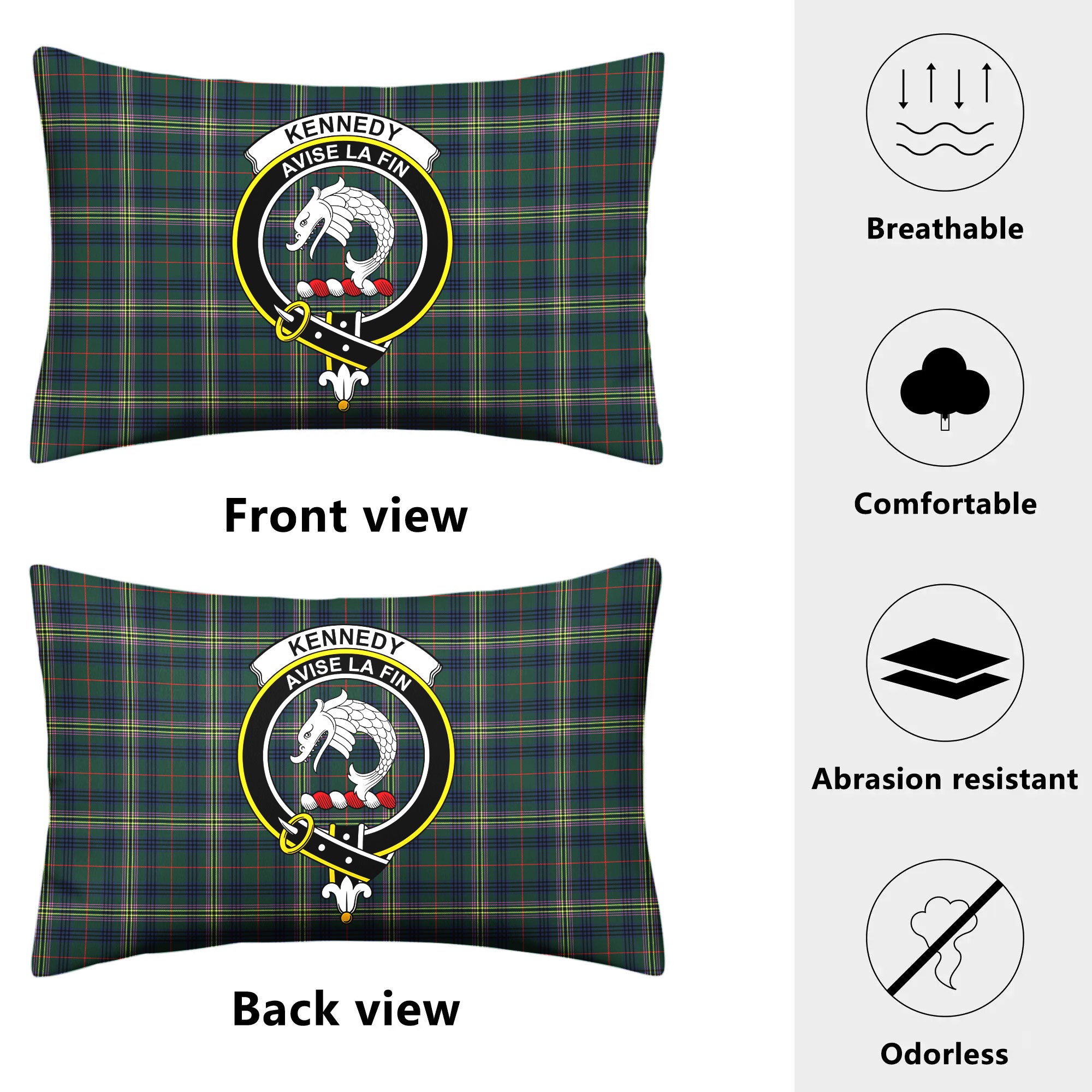 Kennedy Modern Tartan Crest Pillow Cover