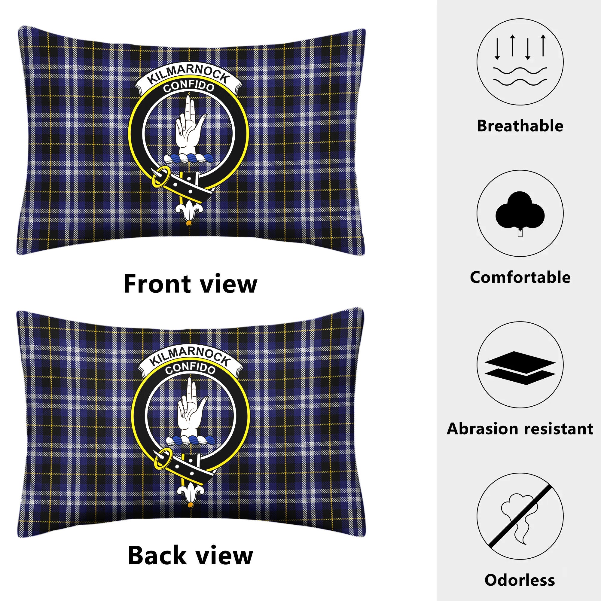 Kilmarnock Tartan Crest Pillow Cover