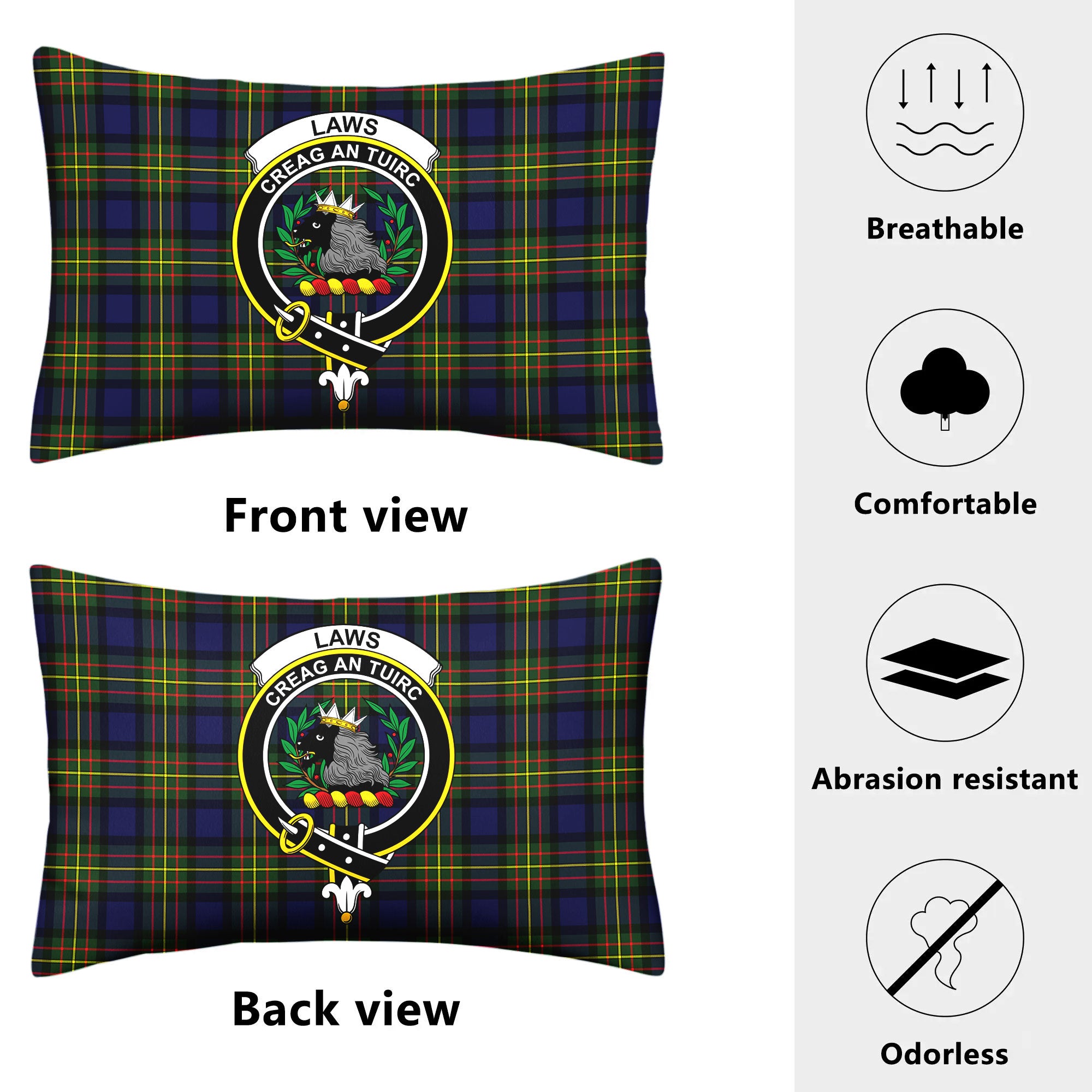 Laws Tartan Crest Pillow Cover