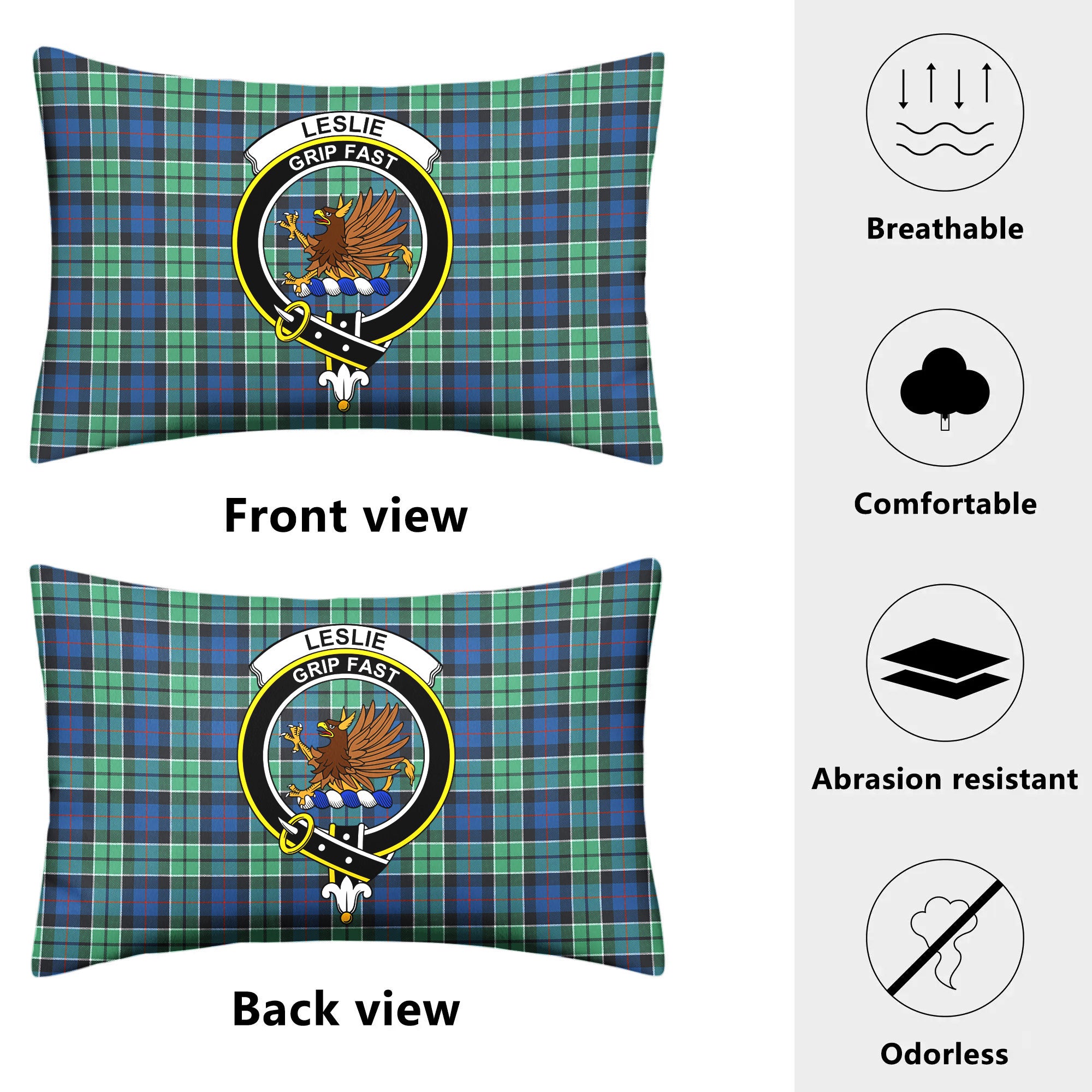 Leslie Hunting Ancient Tartan Crest Pillow Cover