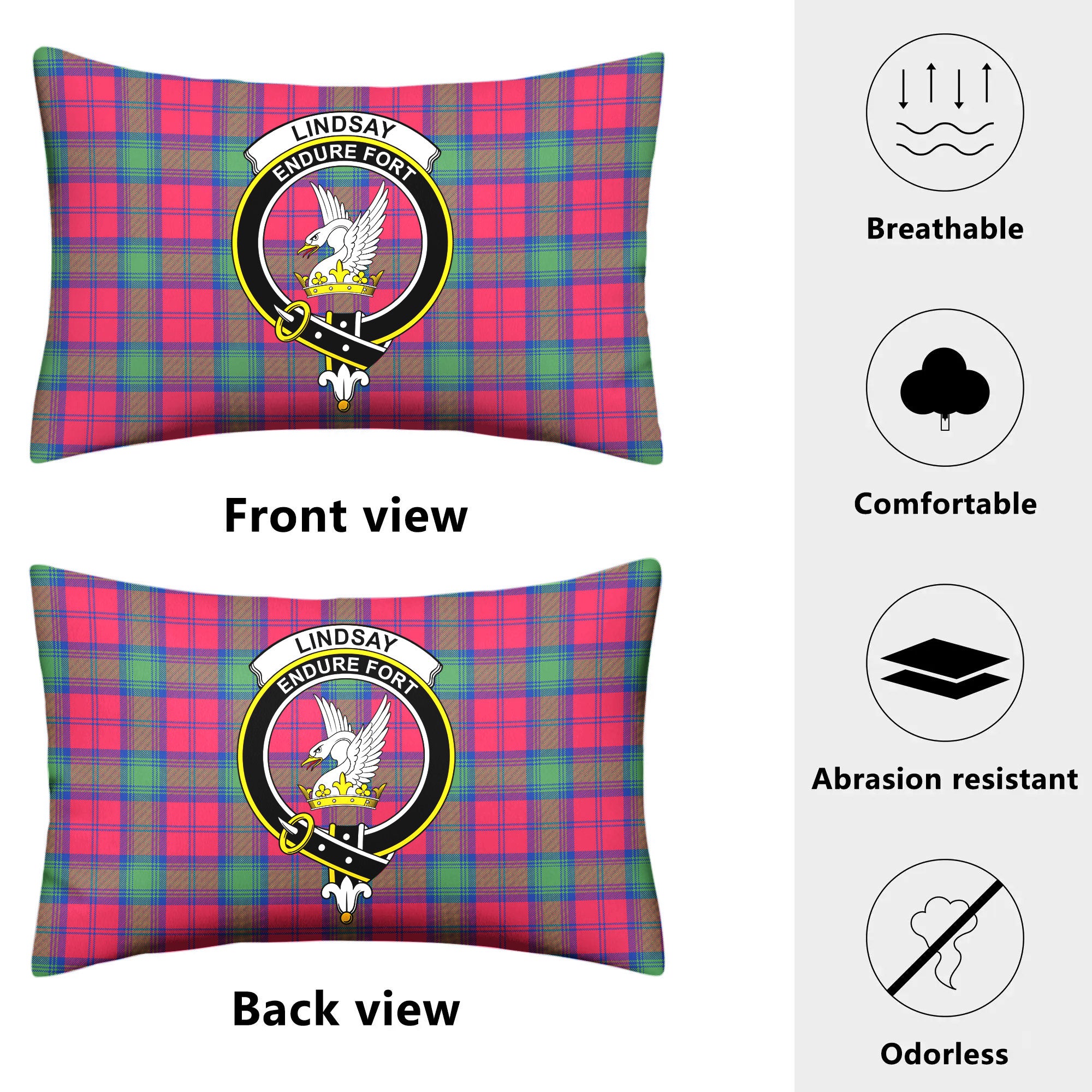 Lindsay Ancient Tartan Crest Pillow Cover