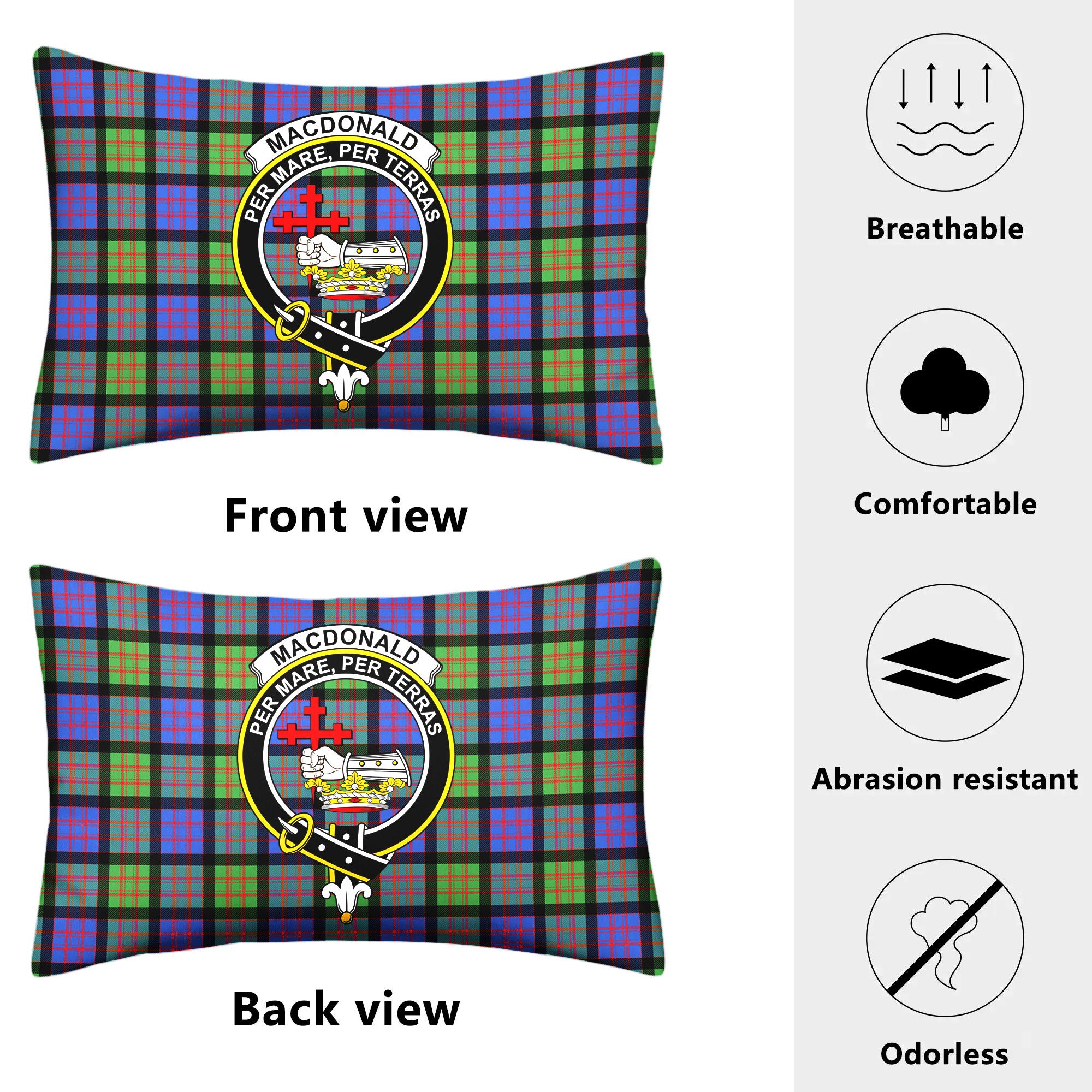 MacDonald Ancient Tartan Crest Pillow Cover