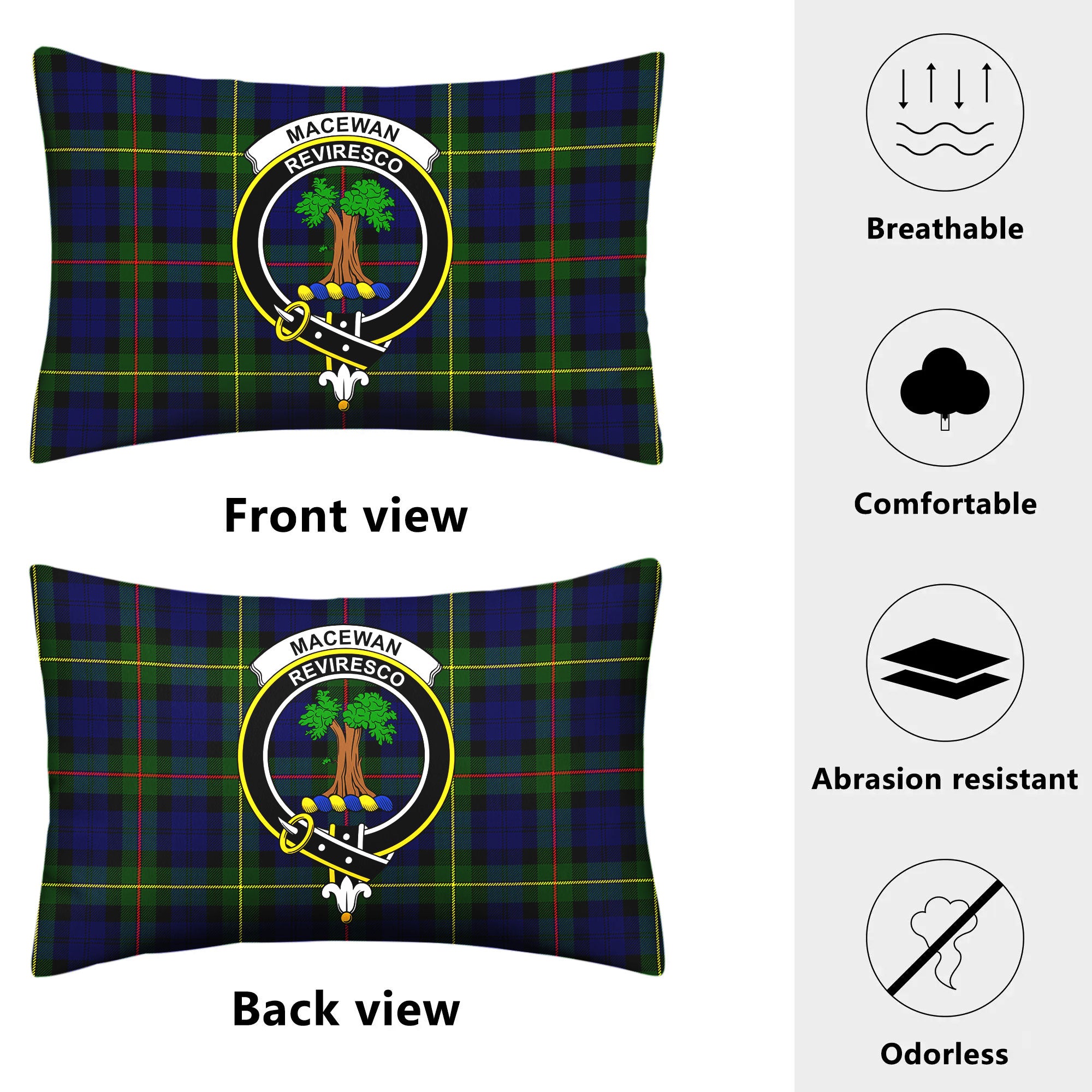 MacEwan Modern Tartan Crest Pillow Cover