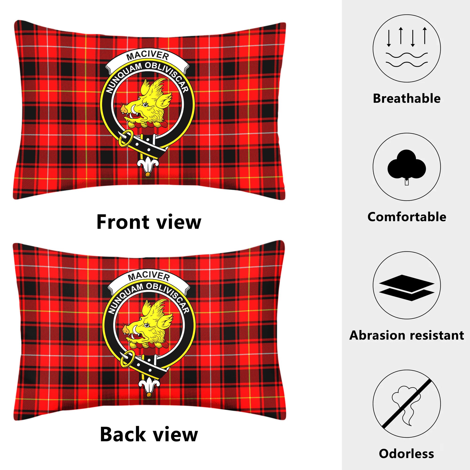 MacIver Modern Tartan Crest Pillow Cover