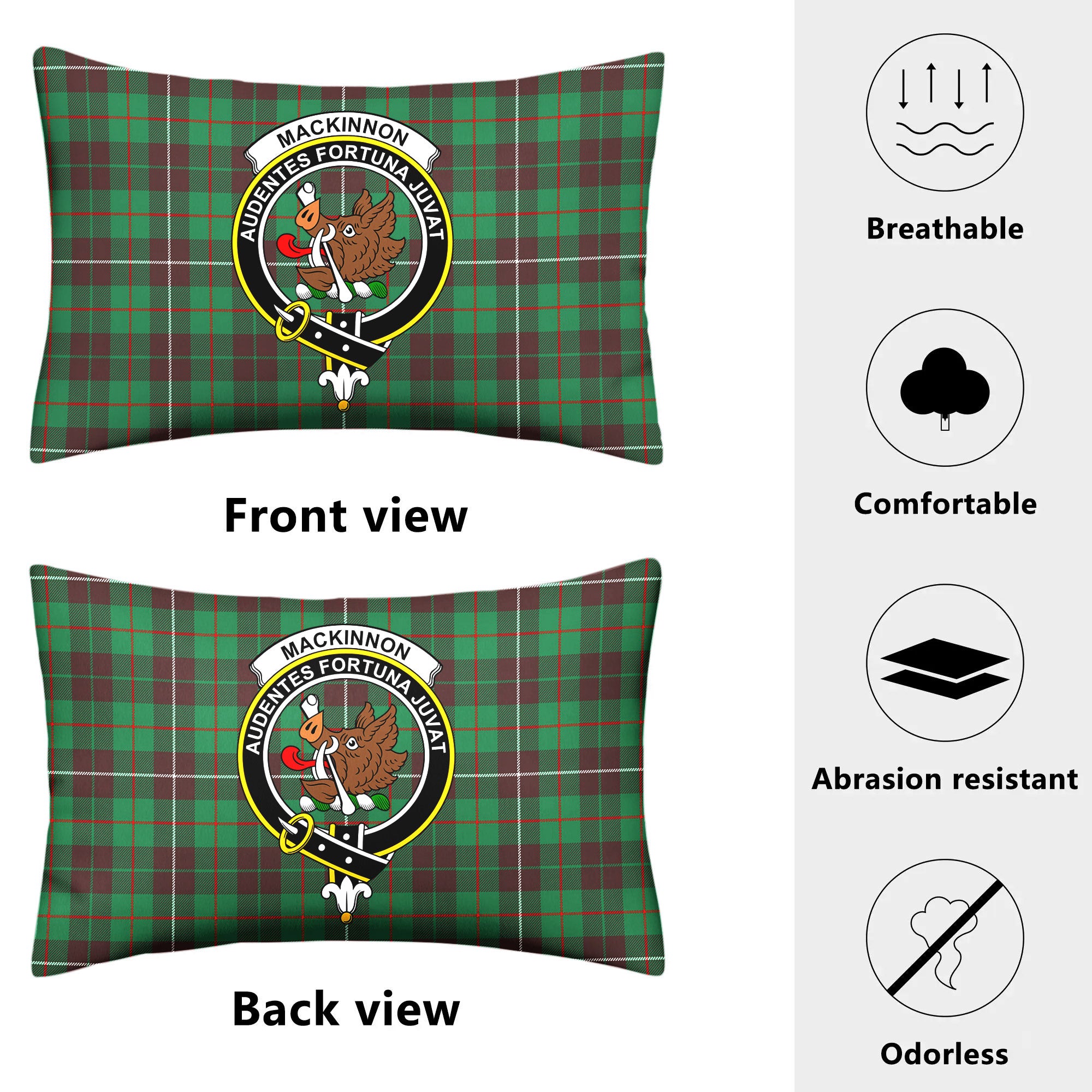 MacKinnon Hunting Ancient Tartan Crest Pillow Cover