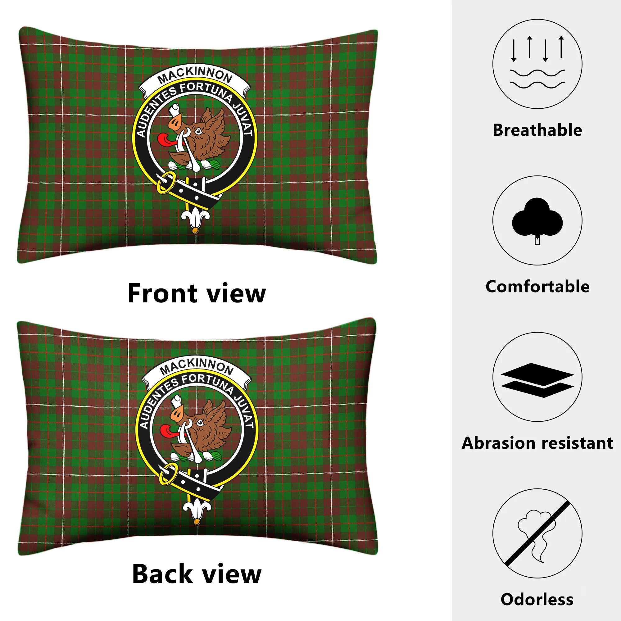 MacKinnon Hunting Modern Tartan Crest Pillow Cover