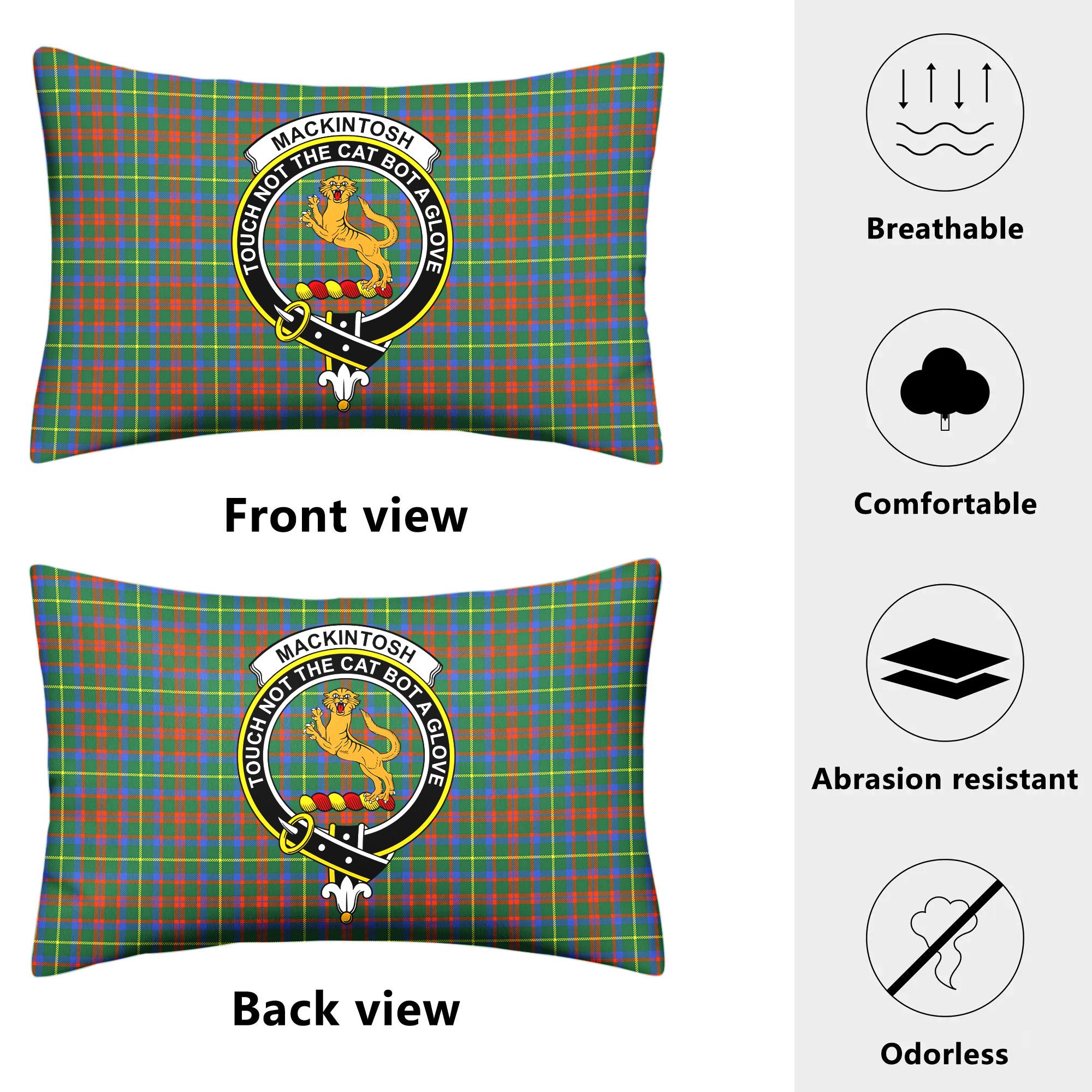 MacKintosh Hunting Ancient Tartan Crest Pillow Cover