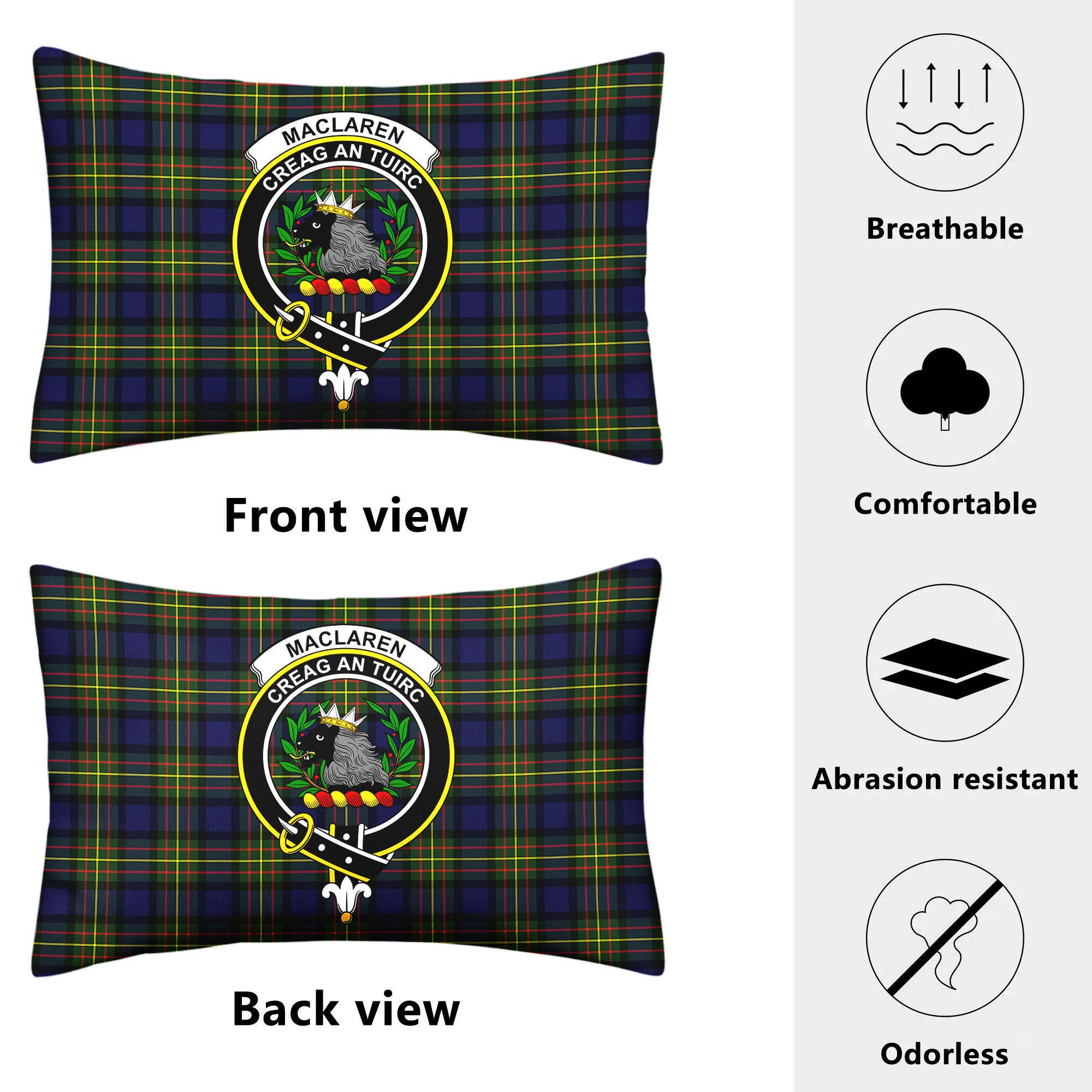 MacLaren Modern Tartan Crest Pillow Cover