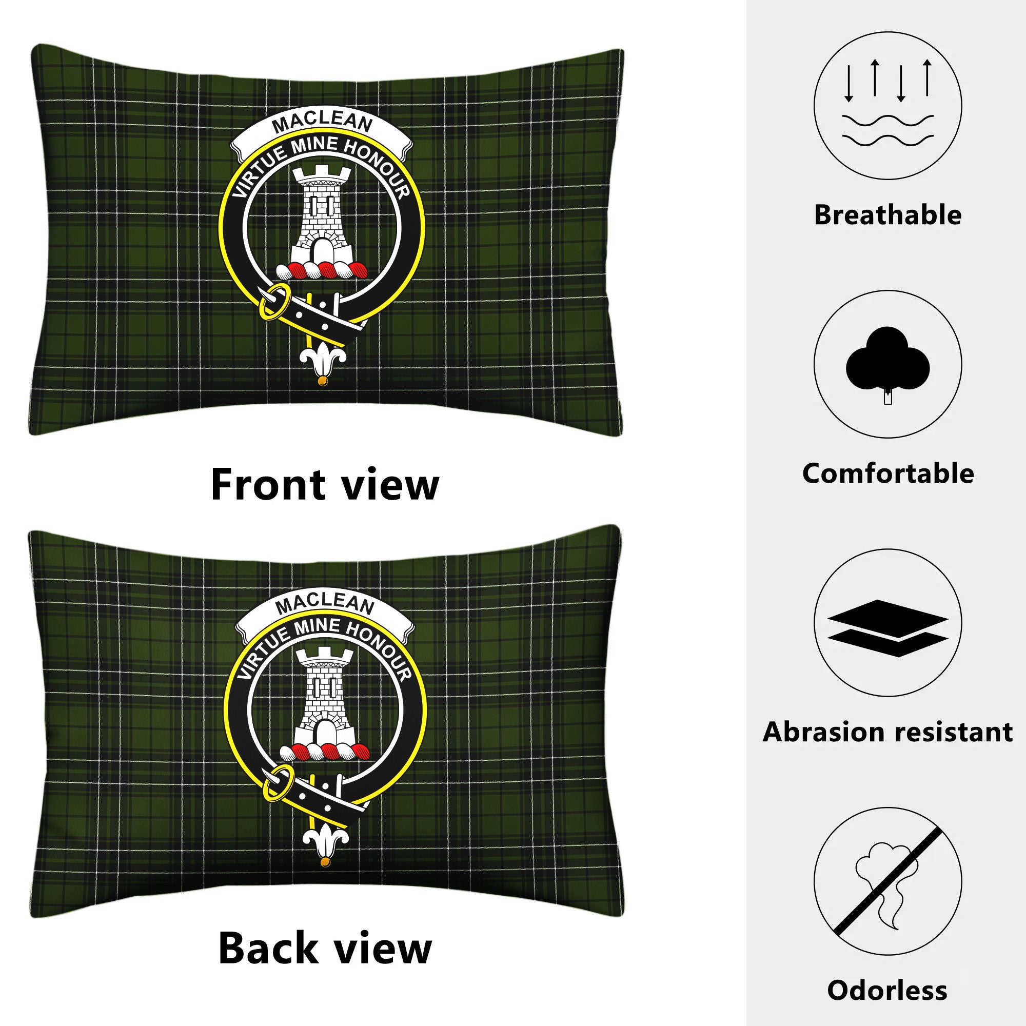 MacLean Hunting Tartan Crest Pillow Cover