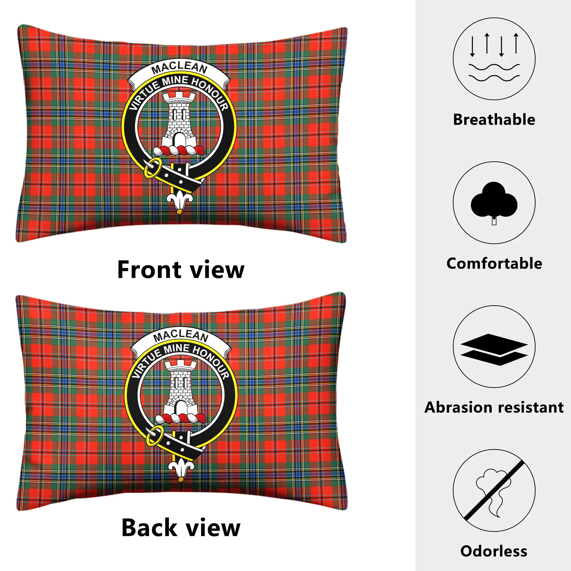 MacLean of Duart Ancient Tartan Crest Pillow Cover