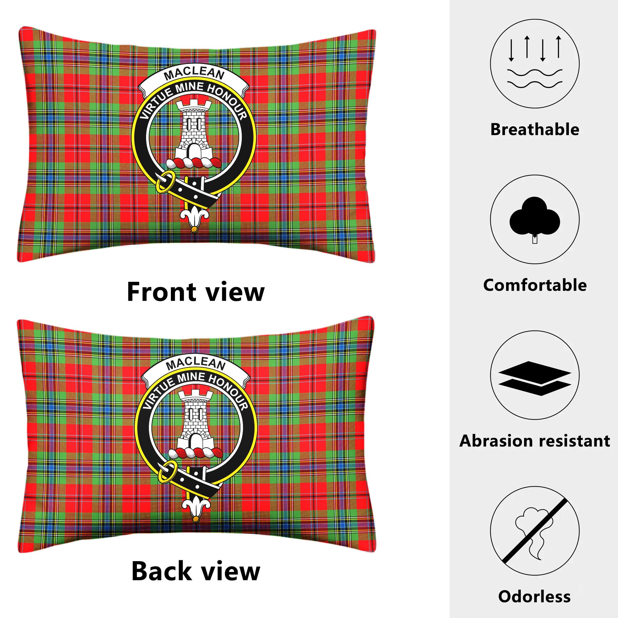 MacLean of Duart Modern Tartan Crest Pillow Cover