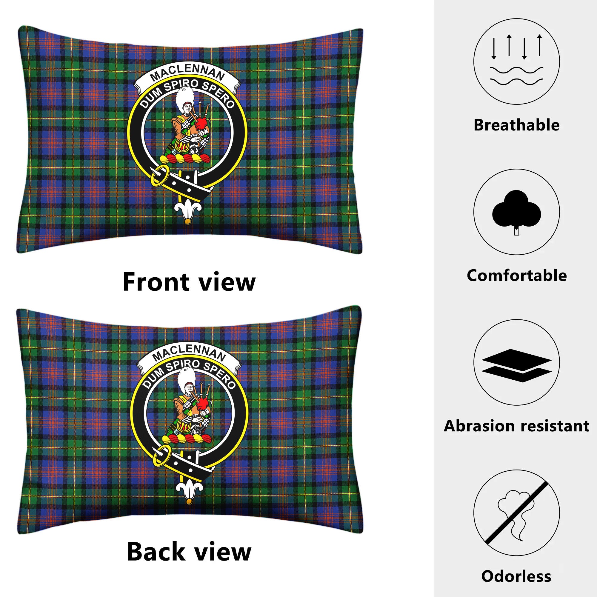 MacLennan Ancient Tartan Crest Pillow Cover